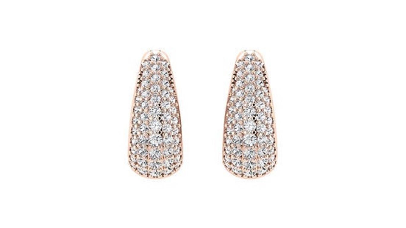 These Bold Pave Diamond Hoops Earrings in 18Karat white, yellow, and rose gold exude a modern elegance. Encrusted with a stunning array of pave-set diamonds, they shimmer brilliantly from every angle. The sleek design offers a luxurious, timeless