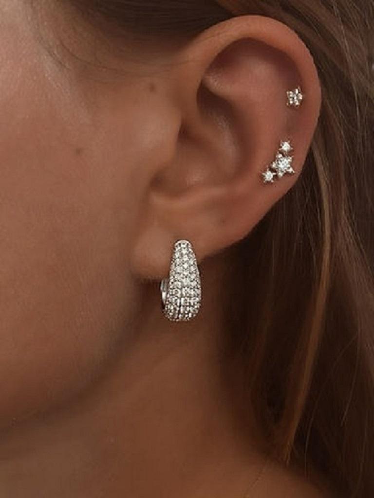 Women's Tanisa Nahata Bold pave Diamond 1.60ct. Hoops Earrings in 18Karat Gold. For Sale