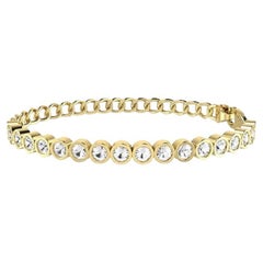 Tanisa Nahata Diamant 1,65 Karat. Cubanisches Kettenarmband mit halber Lünette in 18KYG.