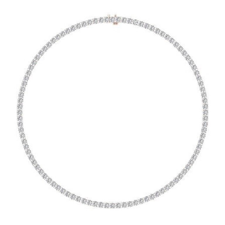 Tanisa Nahata Diamant 20 Karat. Tennis-Halskette aus 18 Karat Gold. (Rundschliff) im Angebot
