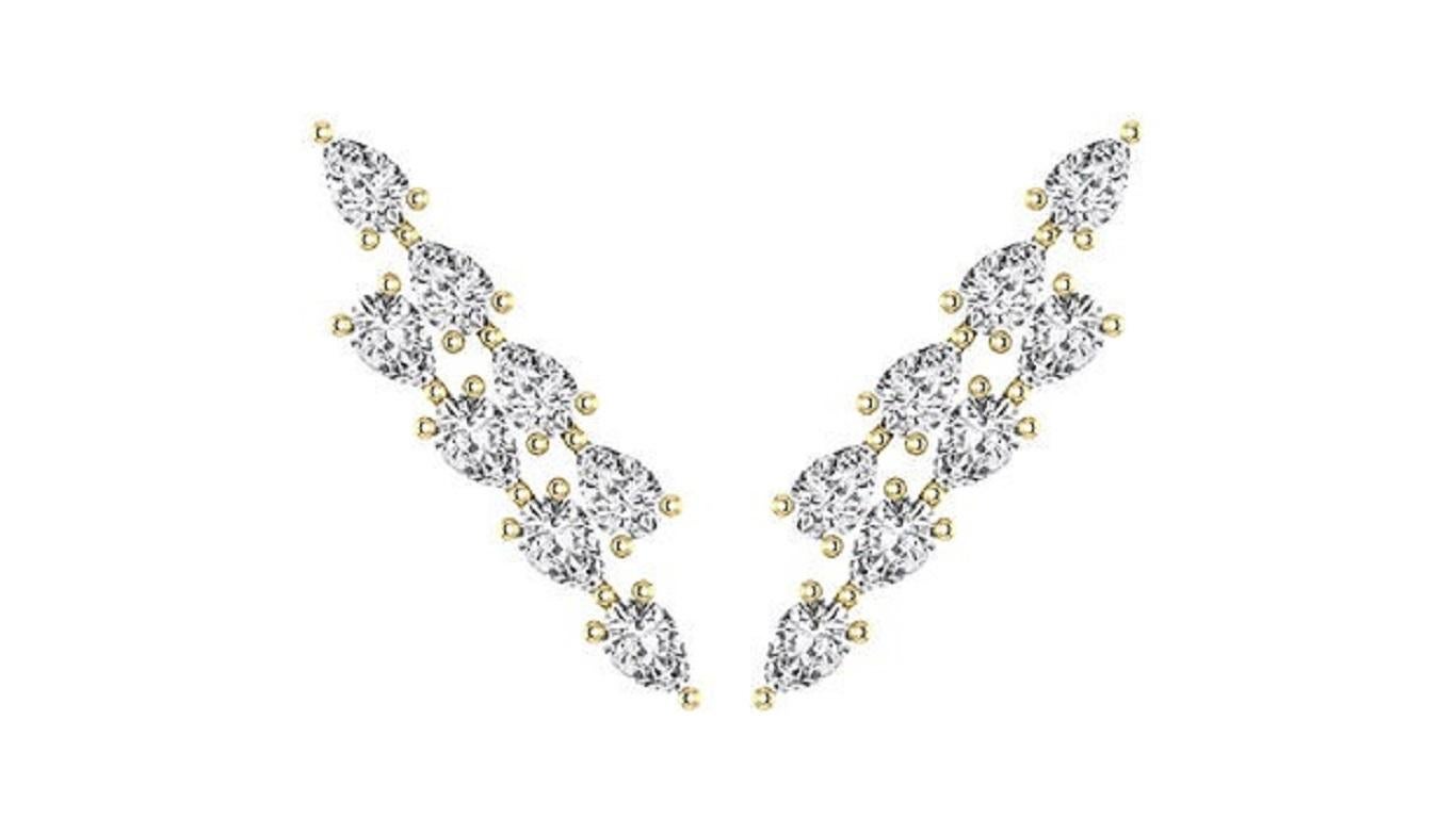 Tanisa Nahata Twin Pear Diamond 2,40ct. Orecchini Climber in oro 18 carati. In condizioni Nuovo in vendita a Hong Kong, HK