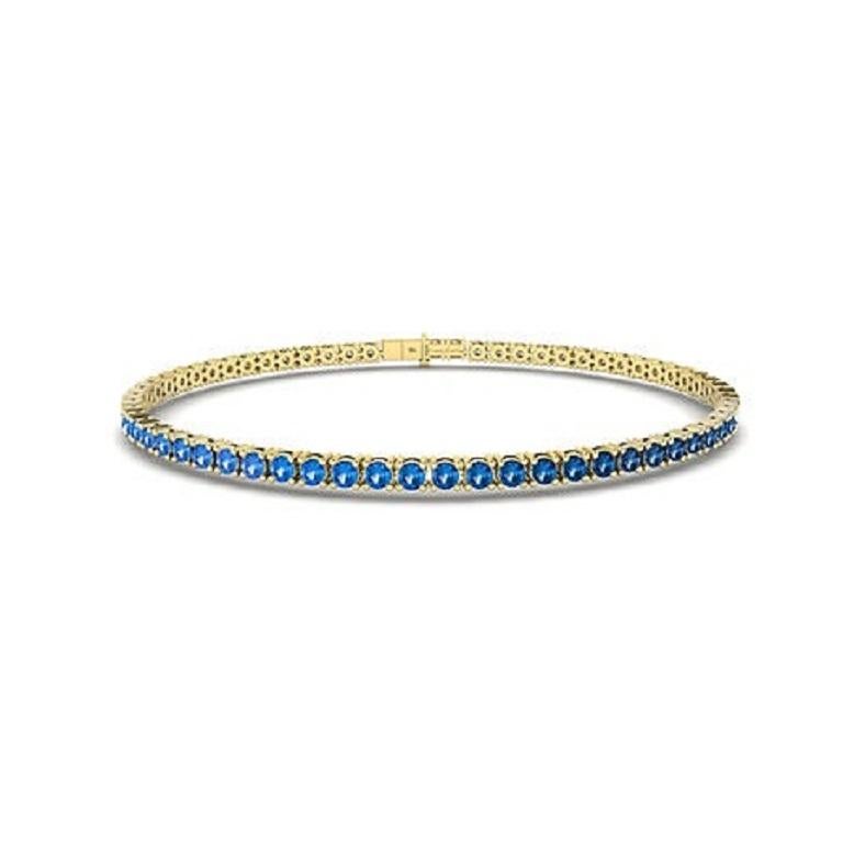 Contemporary Tanisa Nahata Ombre Blue Sapphire 2.58ct. Tennis Bracelet in 18K Gold. For Sale