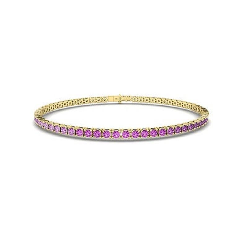 Contemporary Tanisa Nahata Ombre Pink Sapphire 2.58ct. Tennis Bracelet in 18Karat Gold. For Sale