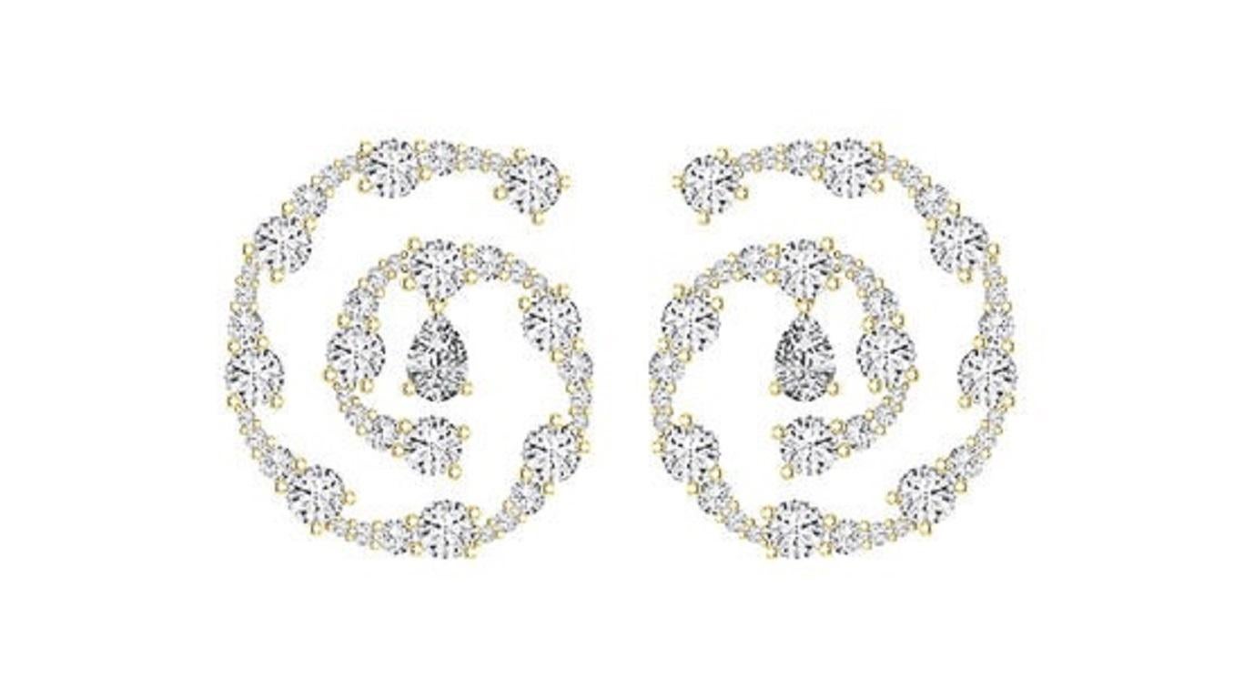 Taglio rotondo Tanisa Nahata Ocean Wave Hoops Diamanti 7,20ct. Orecchini in oro 18 carati. in vendita