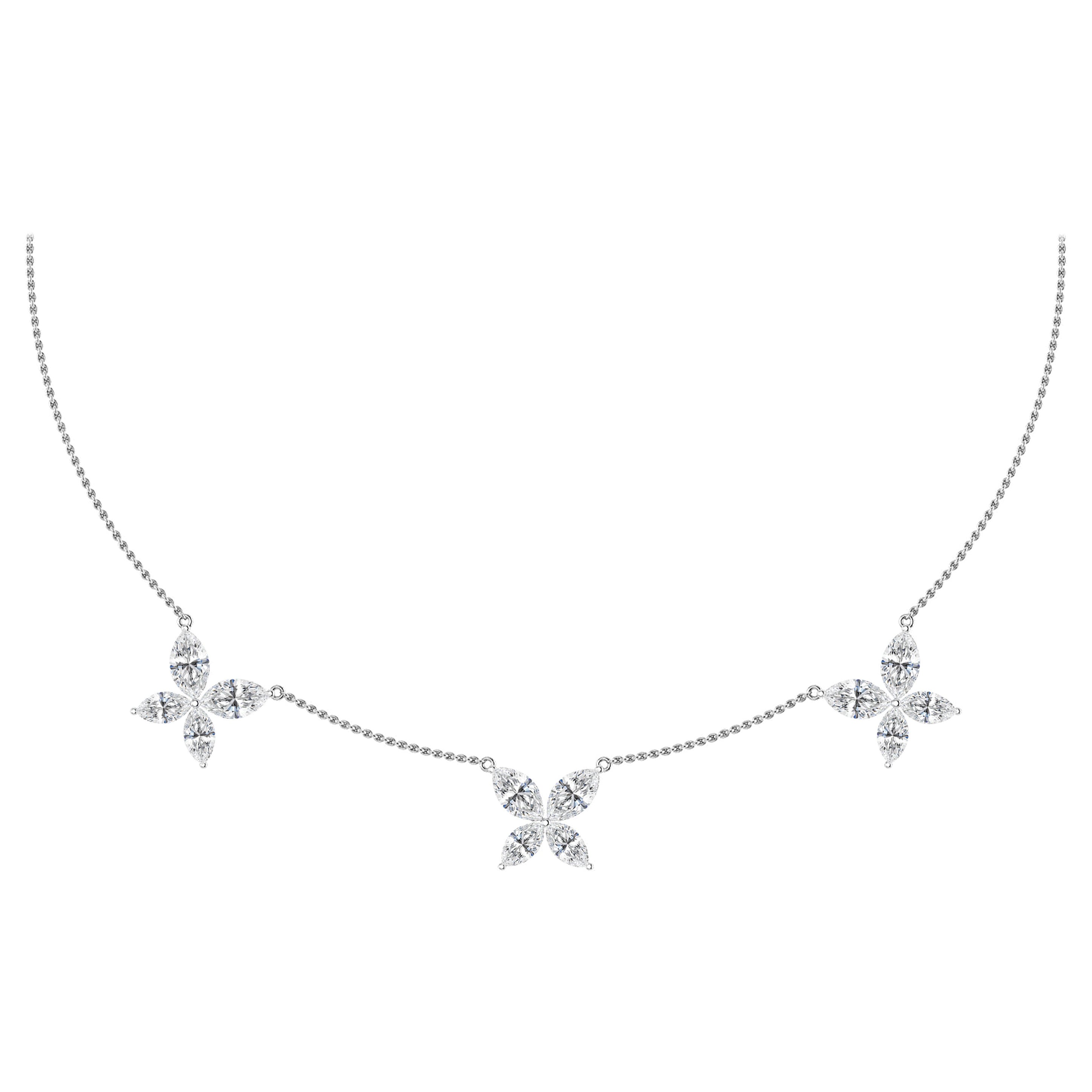 Tanisa Nahata Collar Gargantilla Tres Flores-Mariposa Diamantes 18KWG