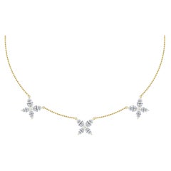 Tanisa Nahata Collar gargantilla de tres flores-mariposa con diamantes en 18KYG
