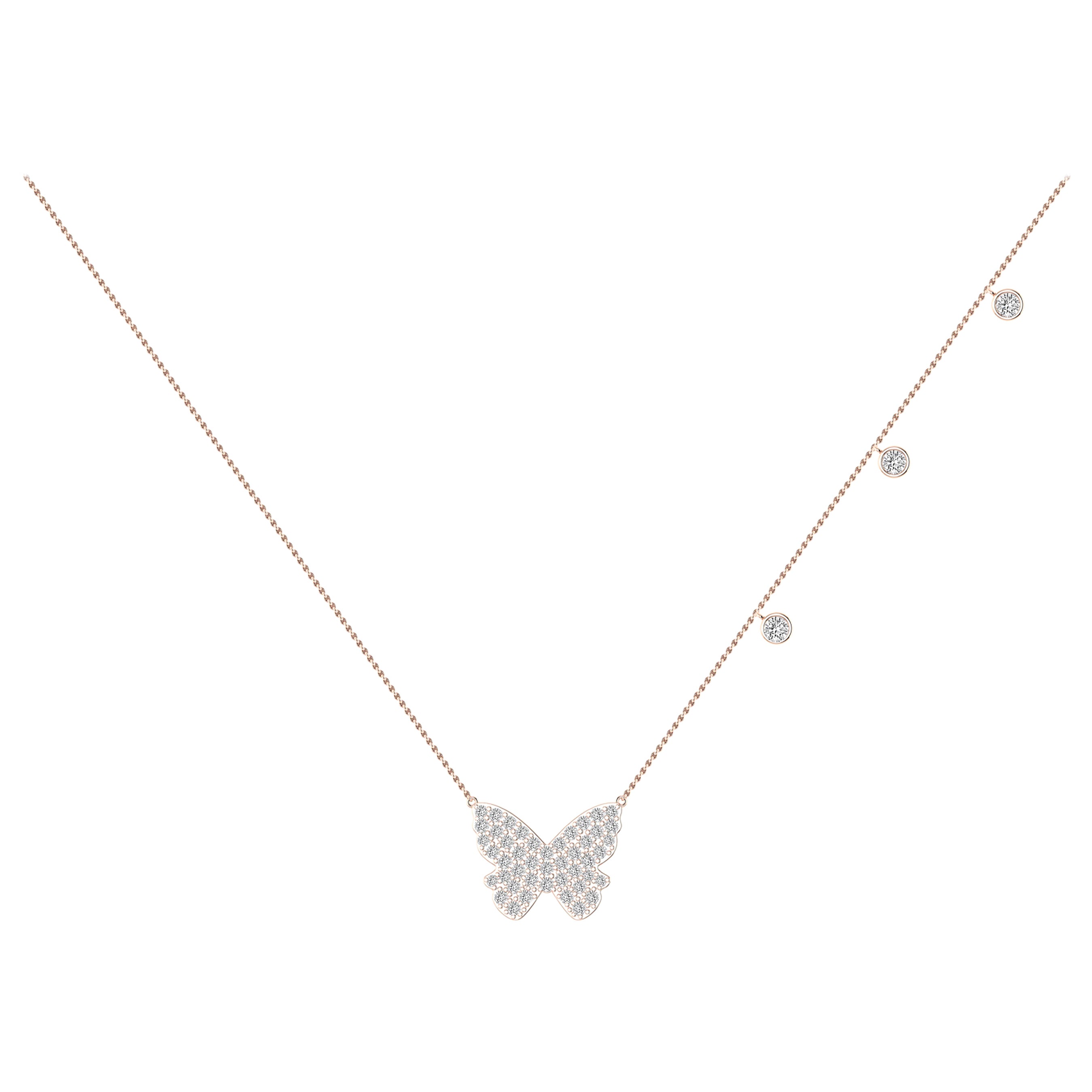 Tanisa  Nahata Collier papillon en or rose 18 carats et diamants pavés