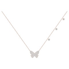 Tanisa  Nahata Pave Diamond Butterfly Necklace in 18 Karat Rose Gold