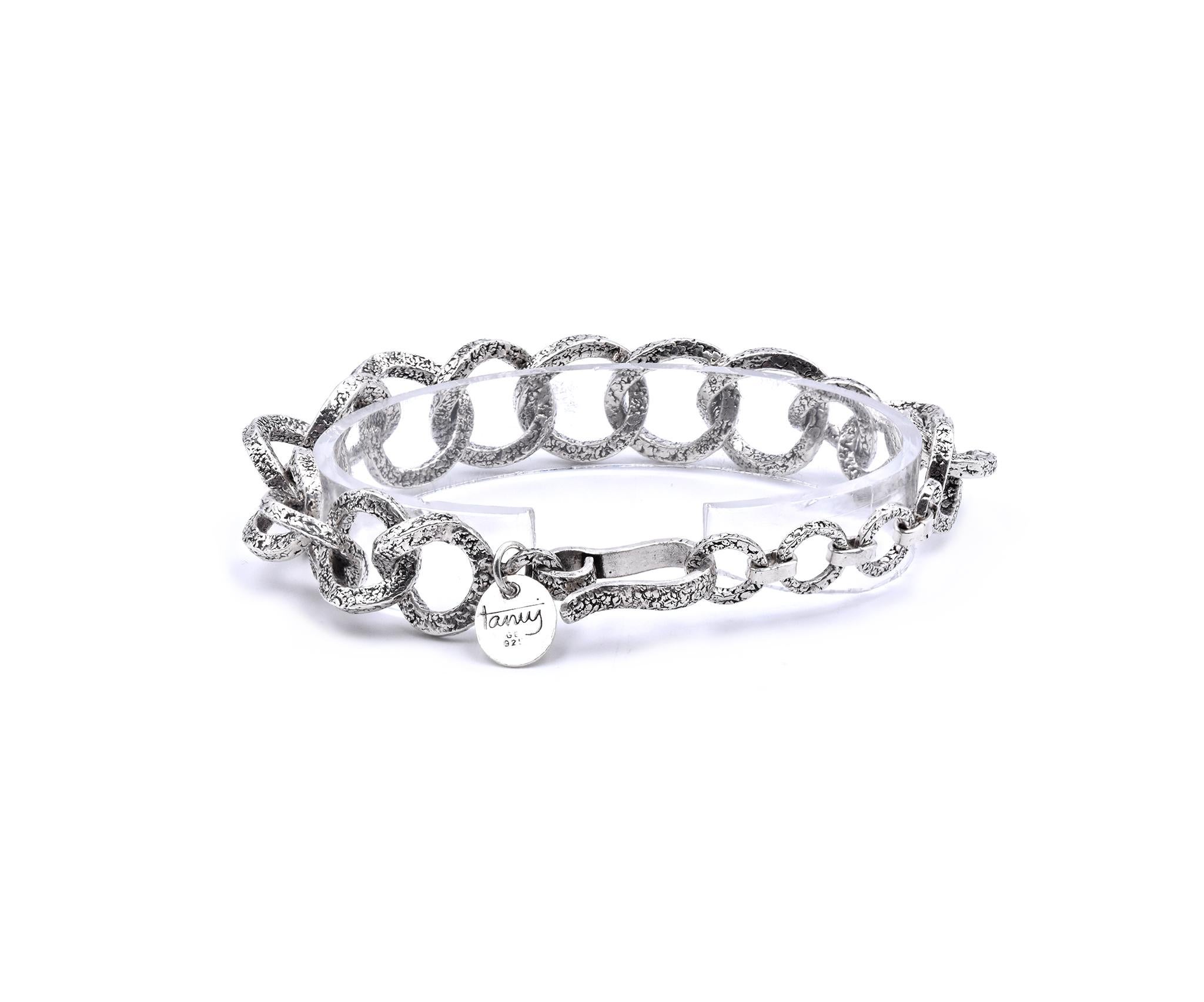 Tanj Sterling Silver Circle Link Bracelet In Excellent Condition For Sale In Scottsdale, AZ