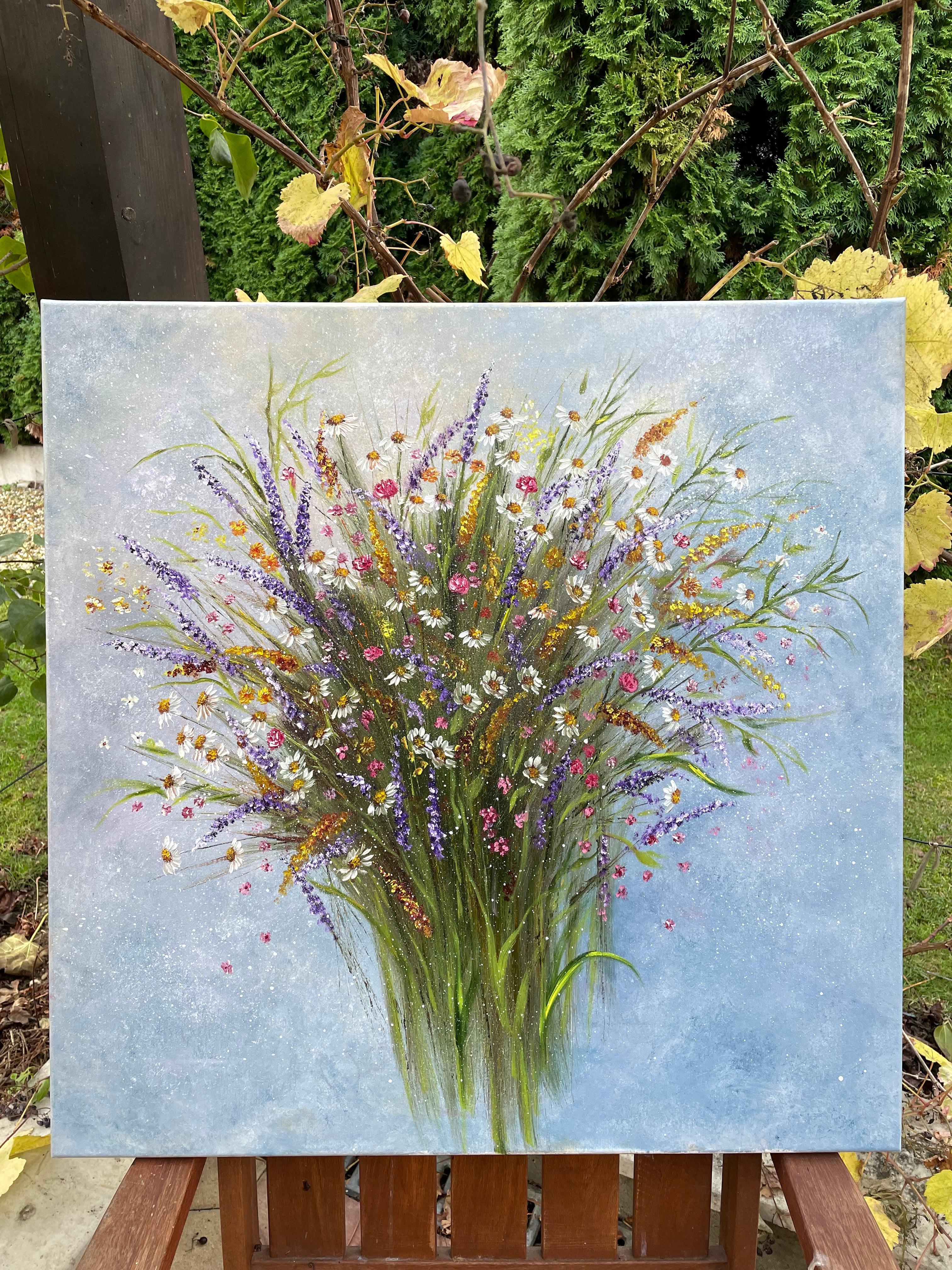 Schönes Blumengeschenk mit Blumen – Painting von Tanja Frost