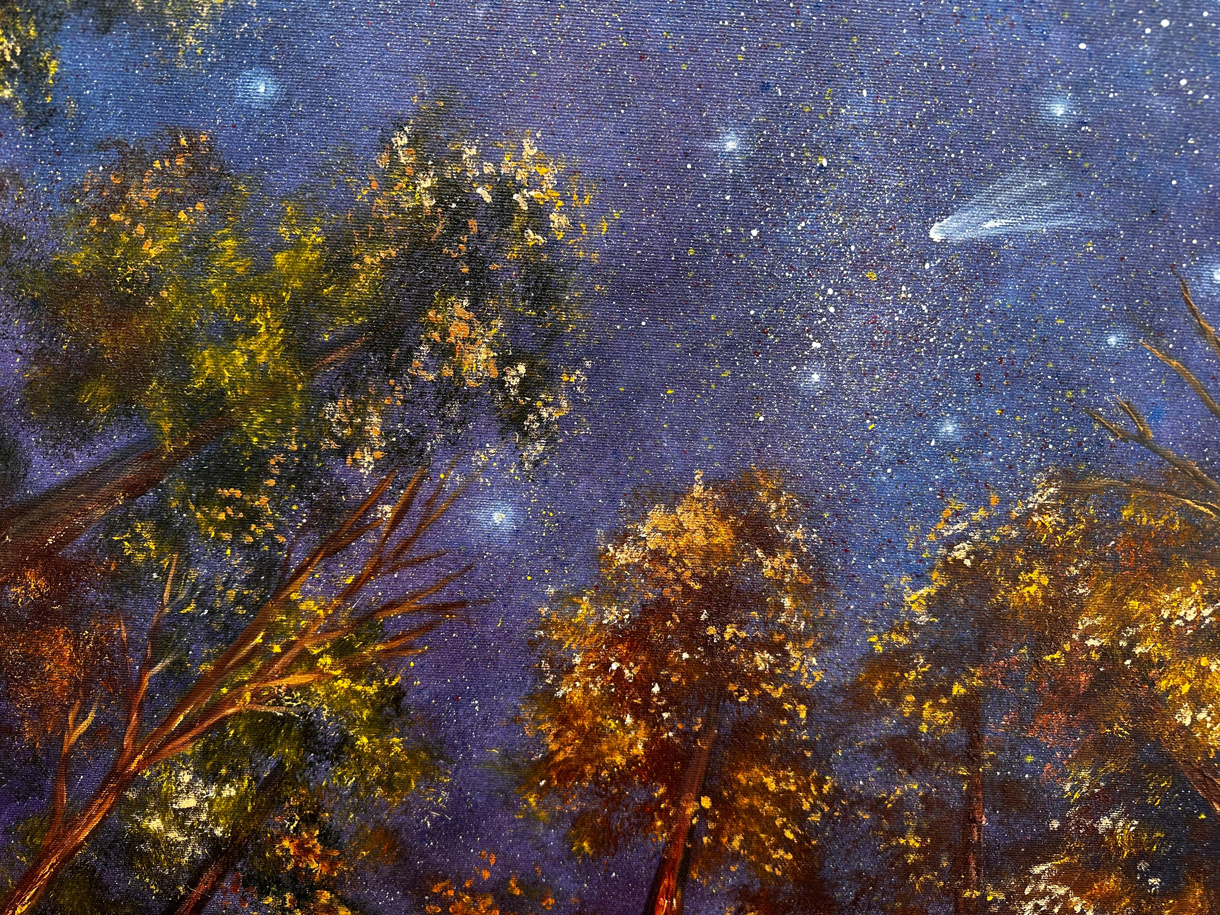 Nocturno Celeste - Landscape Painting Gris de Tanja Frost
