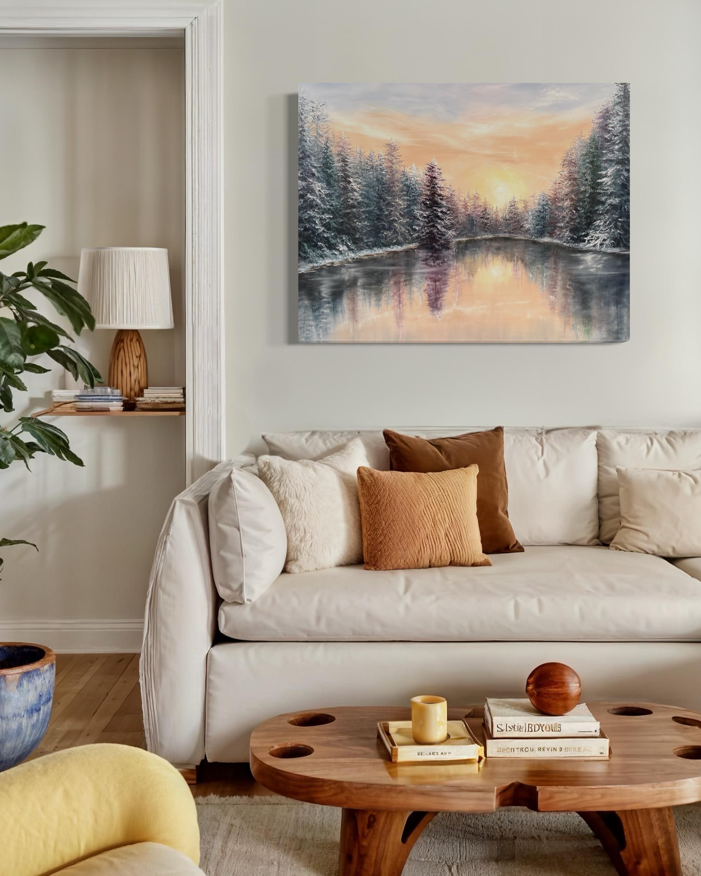 Sussurri di cristallo - Landscape Painting Beige di Tanja Frost