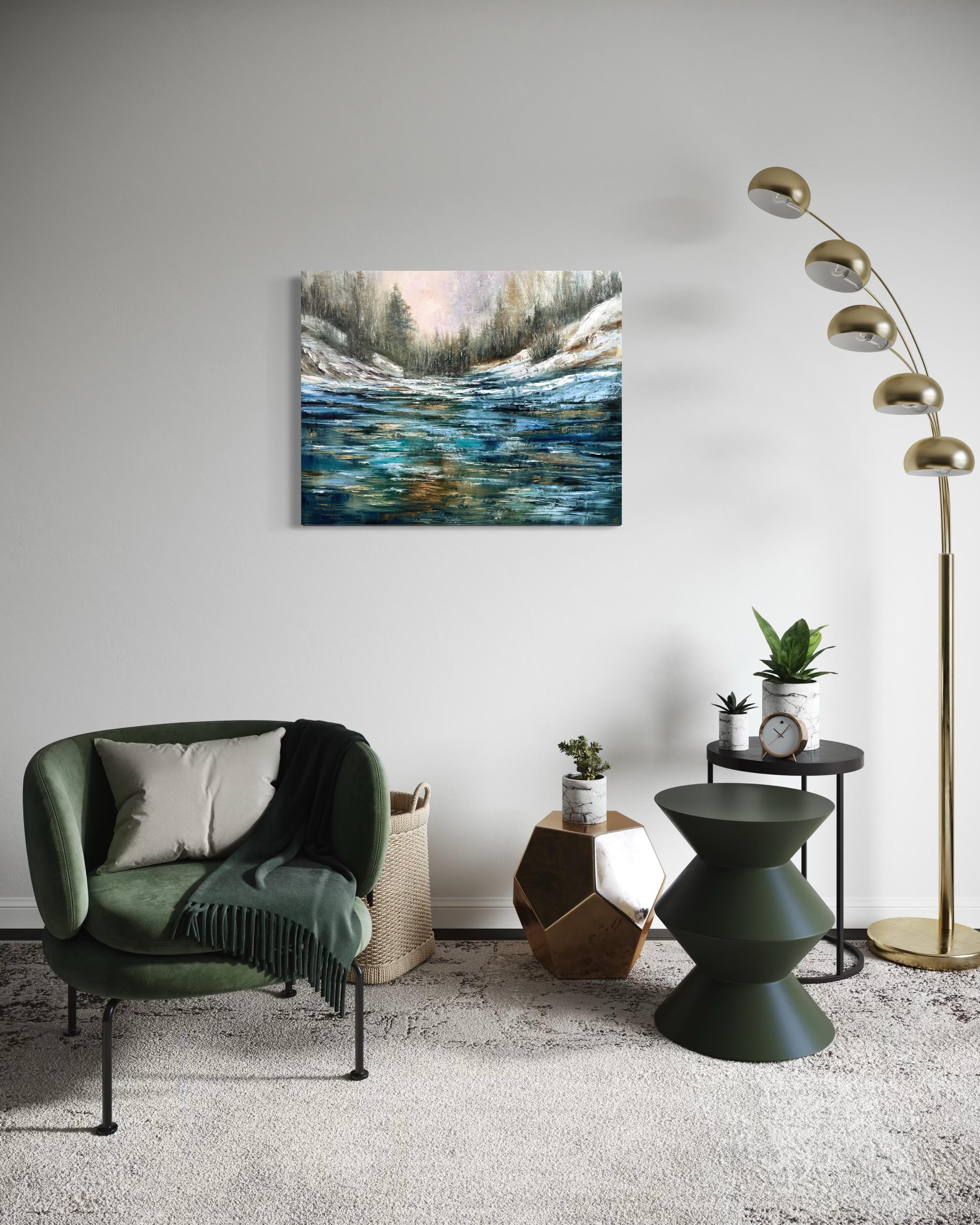 Gefrorene Harmonie (Grau), Landscape Painting, von Tanja Frost