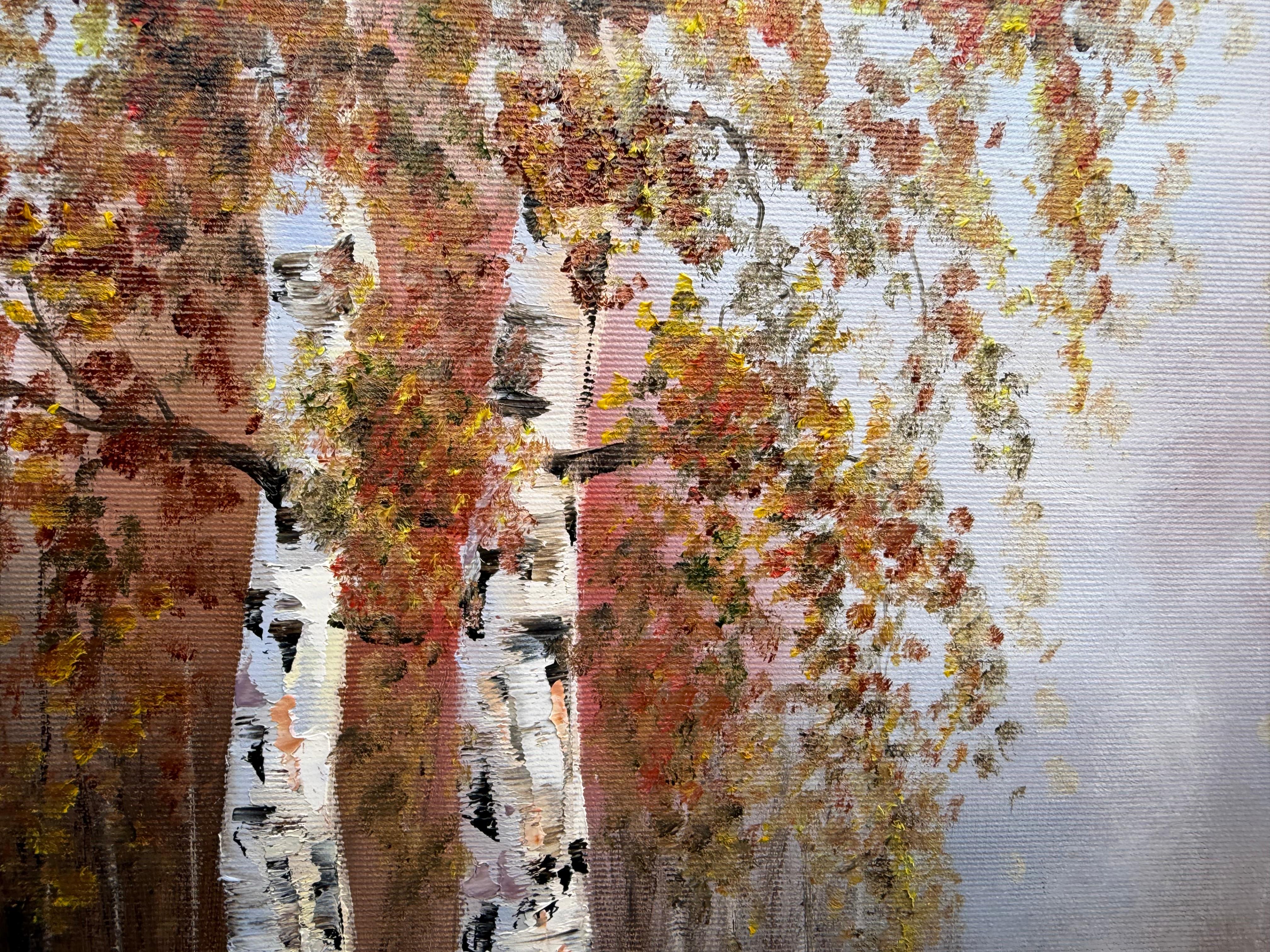 Golden Birches – Painting von Tanja Frost