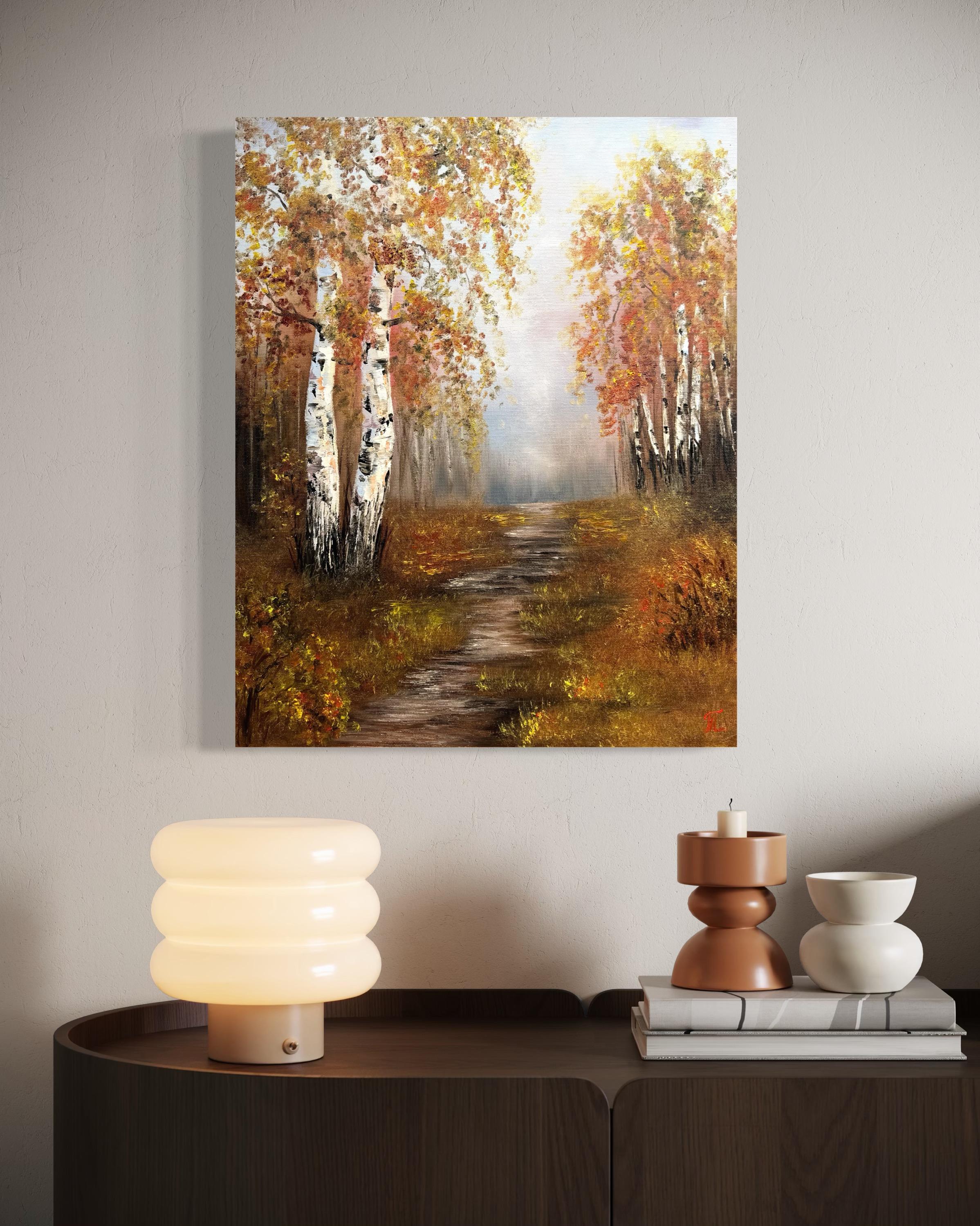 Golden Birches (Impressionismus), Painting, von Tanja Frost