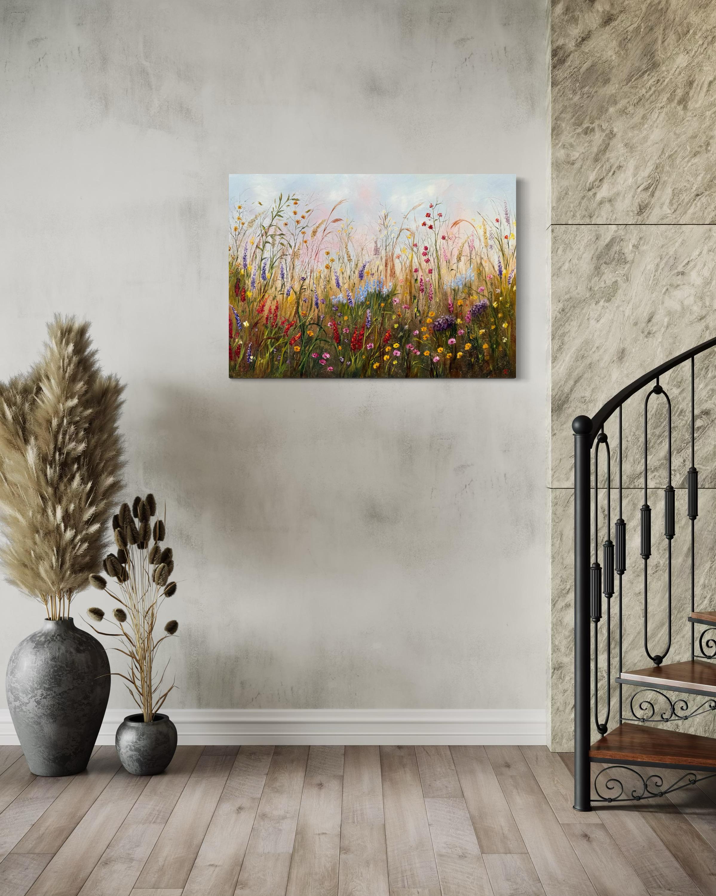 Honey Flower Breeze - Gemälde voller Leben und Emotionen
Tauchen Sie ein in eine Welt voller Zärtlichkeit und Harmonie mit diesem lebendigen Kunstwerk, in dem jeder Pinselstrich den Atem der Natur einfängt. Üppige Wildblumen, die in der sanften