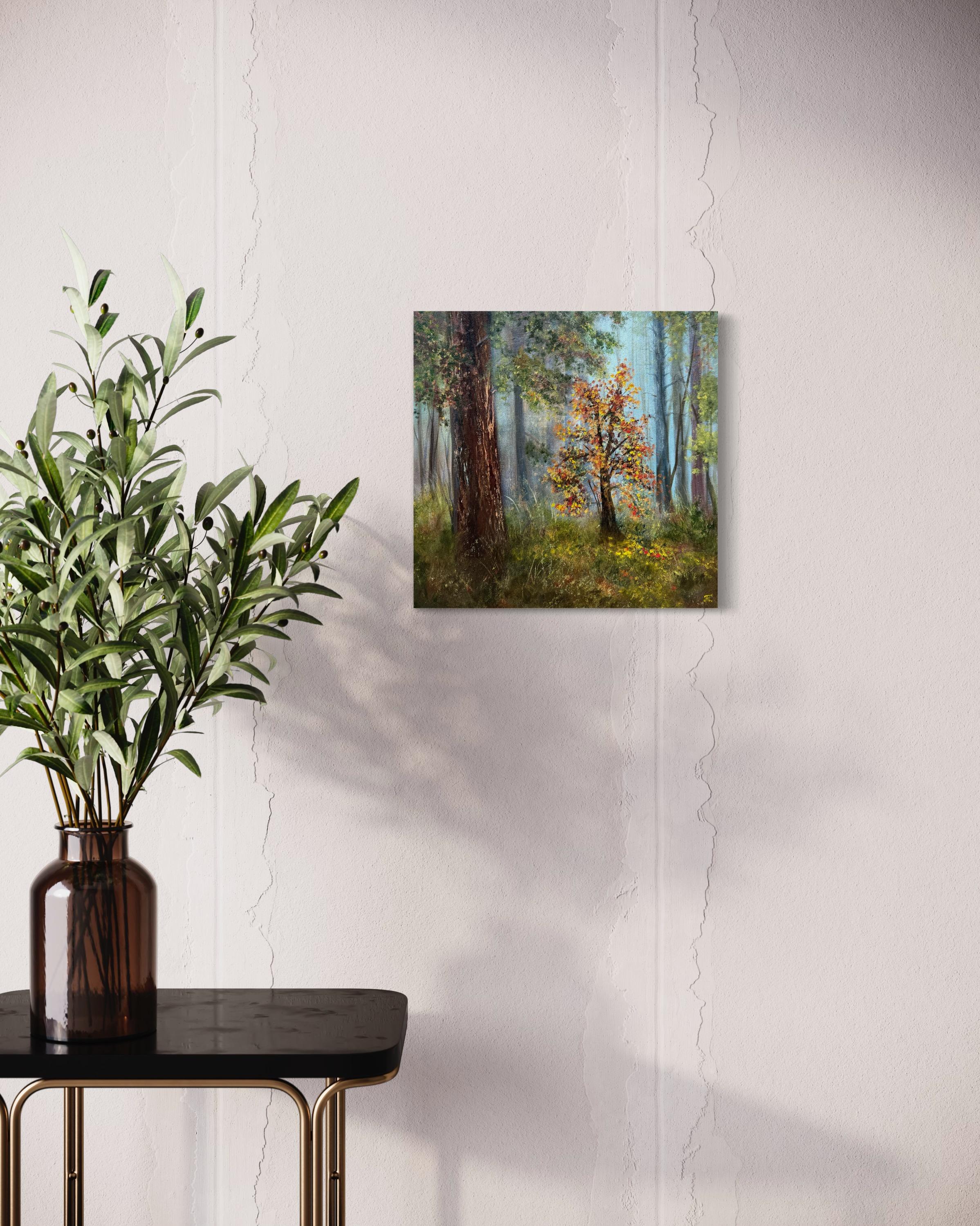 Inner light - Brown Landscape Painting by Tanja Frost