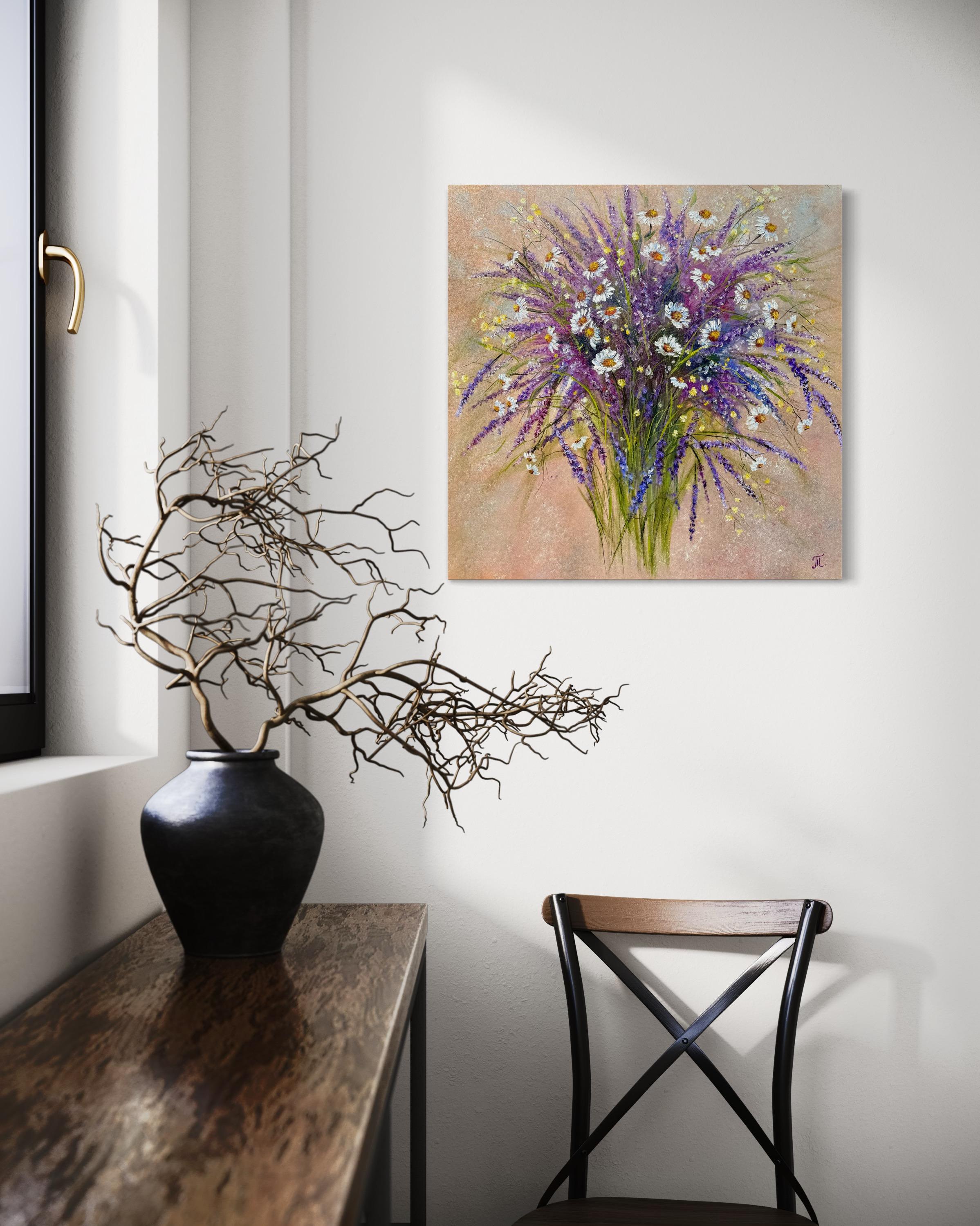 Lavendel Träume (Braun), Landscape Painting, von Tanja Frost