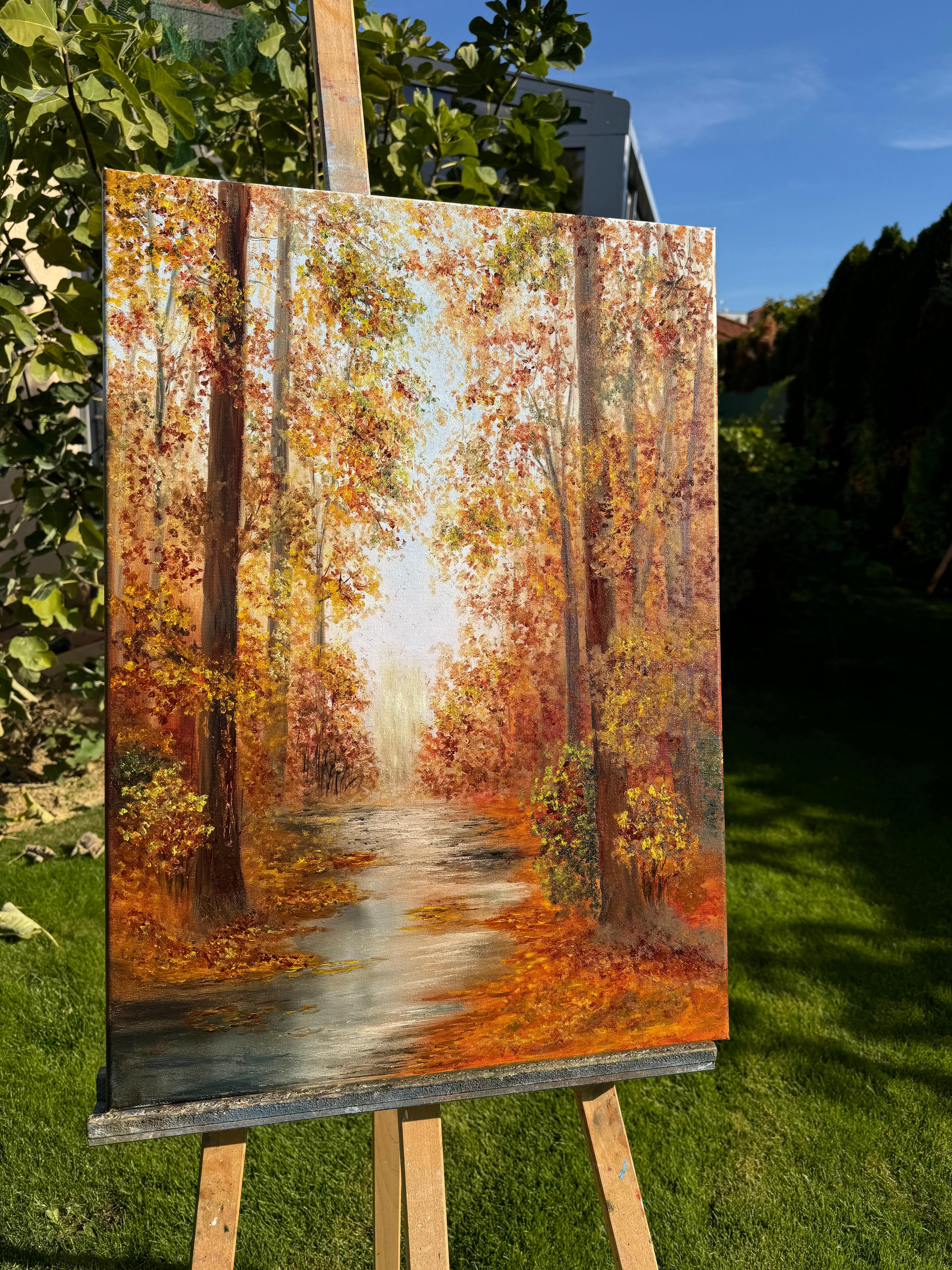 Melodie der fallenden Blätter – Painting von Tanja Frost