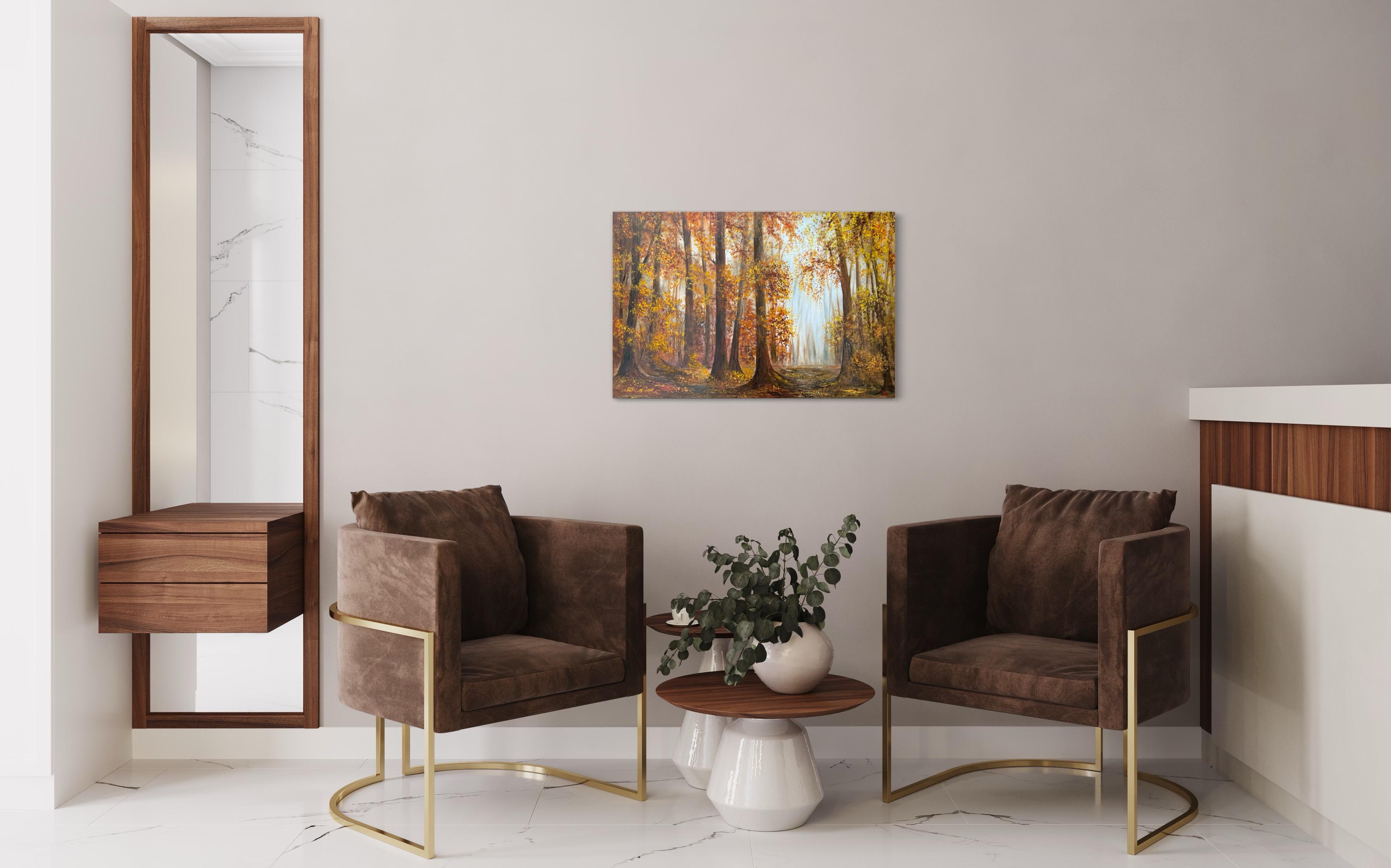 Neblige Melodie (Braun), Landscape Painting, von Tanja Frost