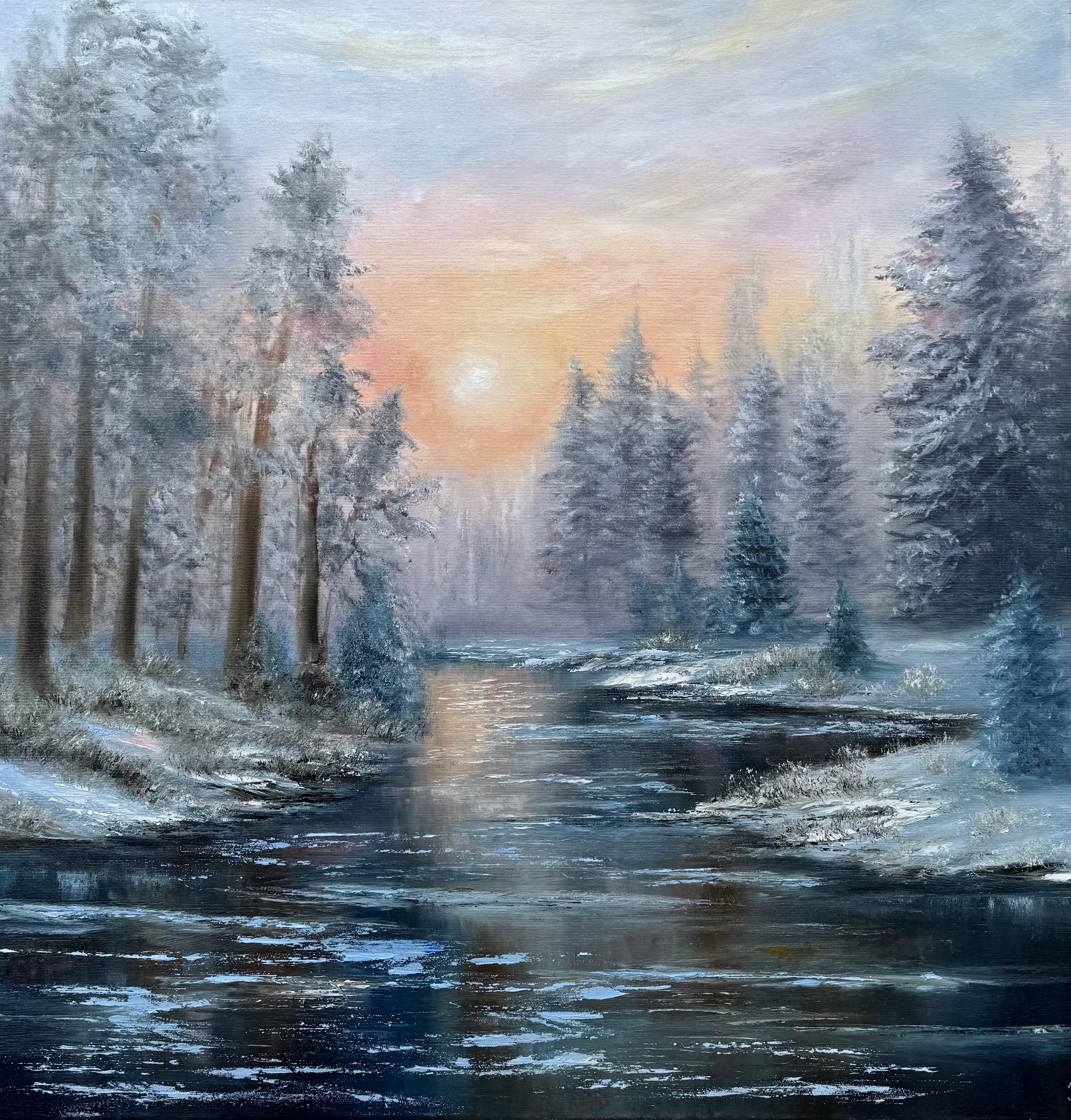 Reflexiones en tonos de amor - Landscape Painting Gris de Tanja Frost