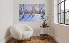 Étreinte silencieuse. Peinture de paysage à l'huile sur toile, 70x100 cm, New