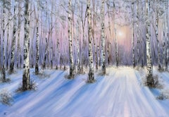 Étreinte silencieuse. Peinture de paysage à l'huile sur toile, 70x100 cm, New
