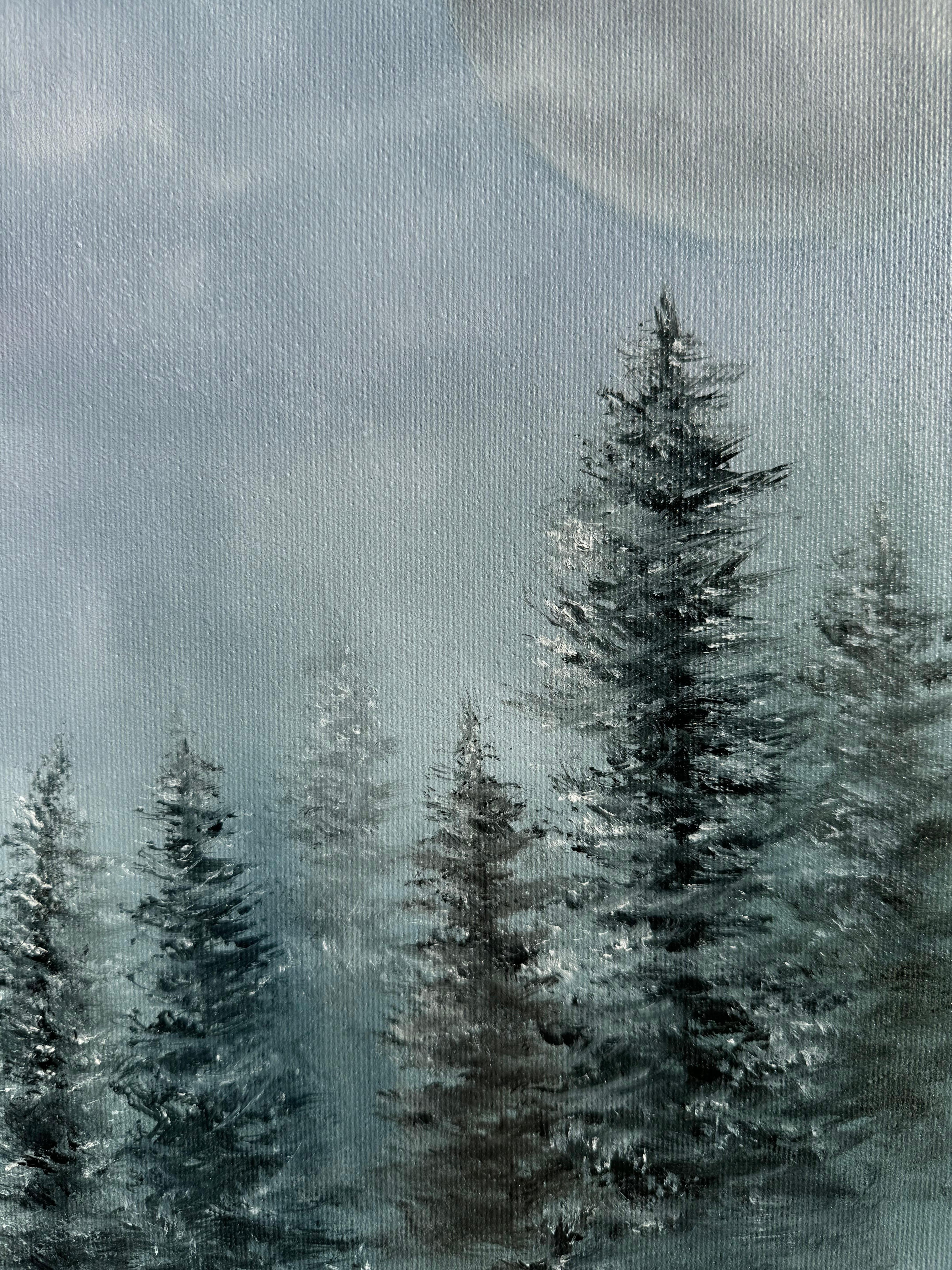 Sueños plateados - Landscape Painting Gris de Tanja Frost