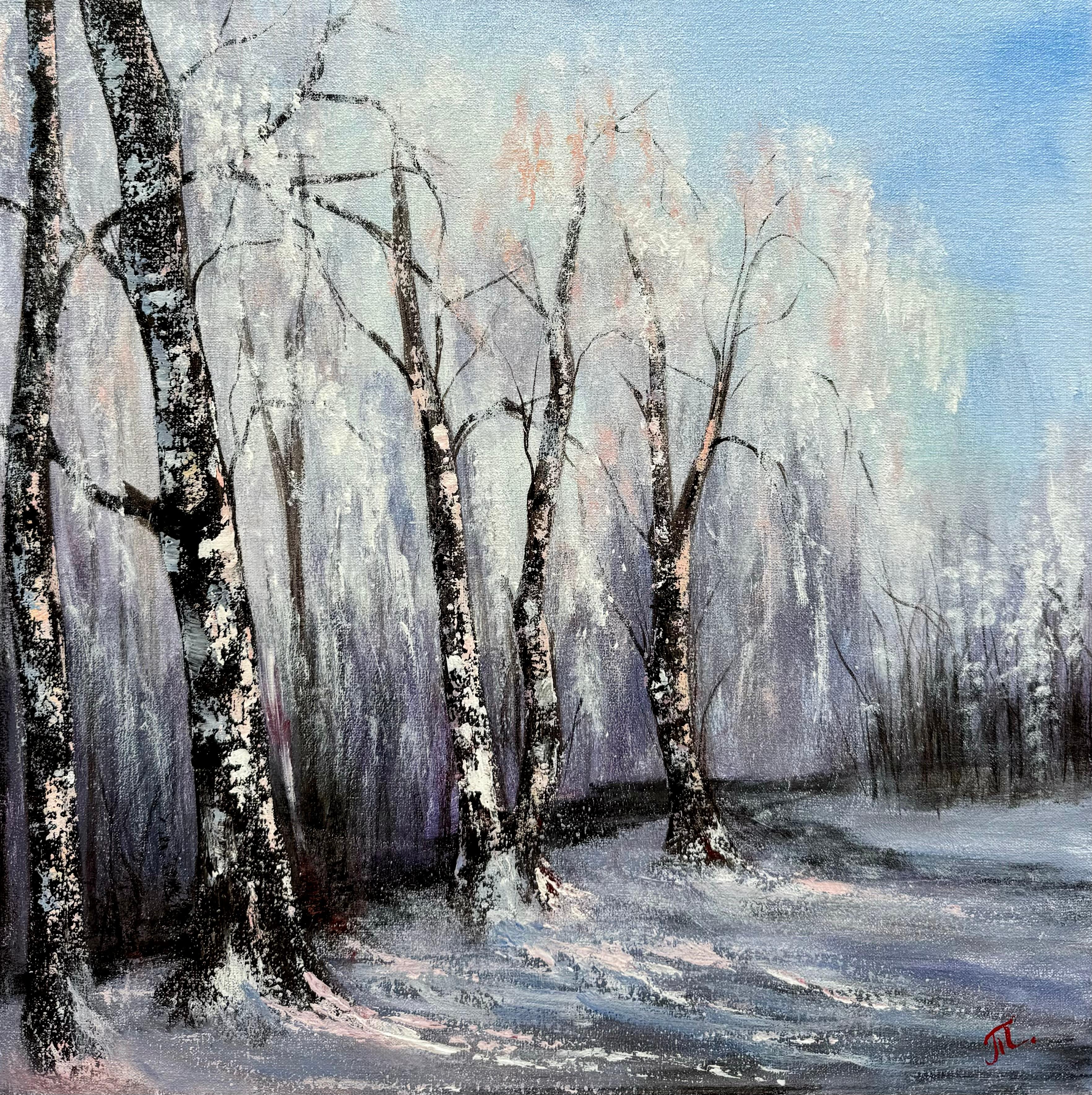 Tanja Frost Landscape Painting – Silberne Symphonie
