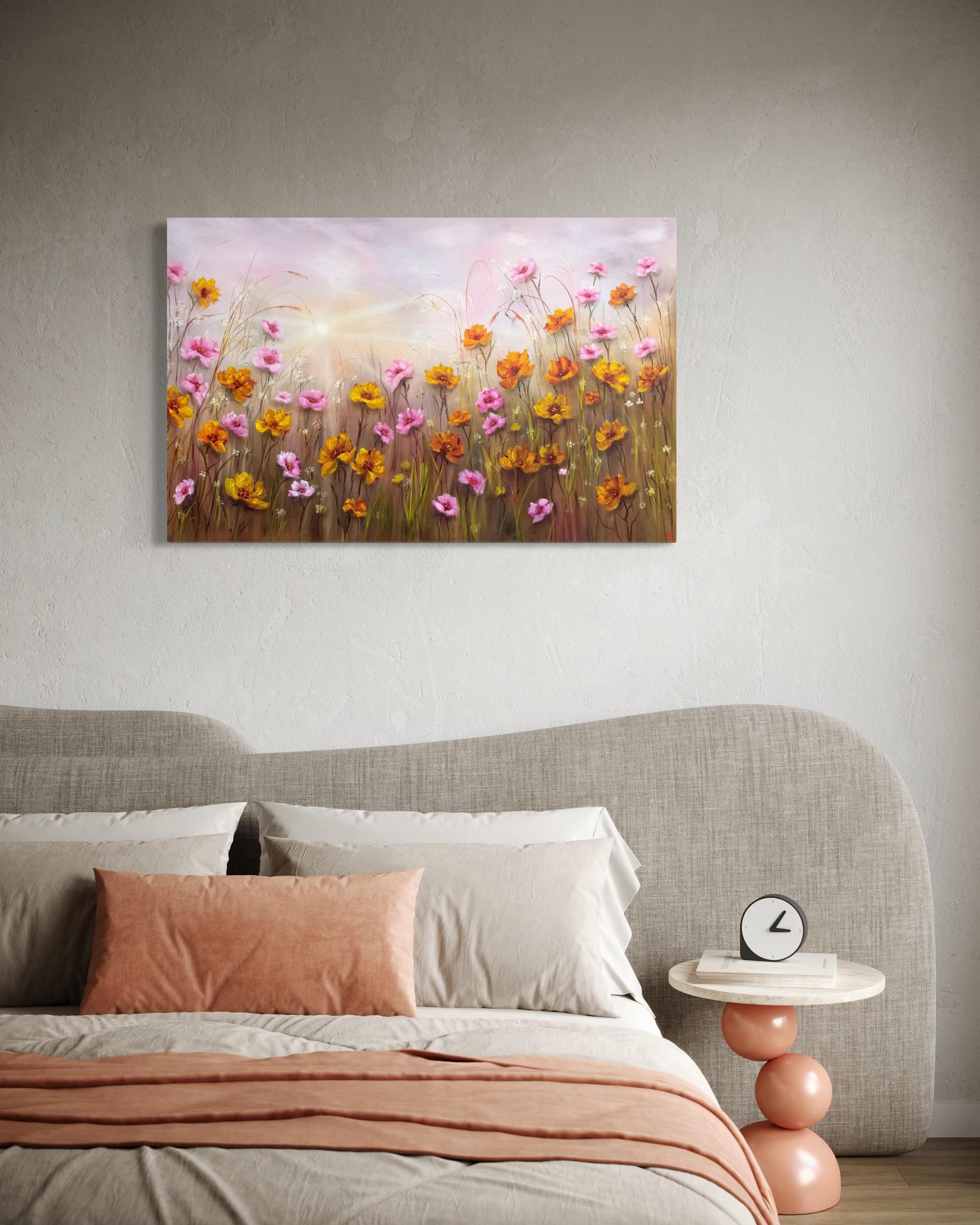 Soft Harmony - Floral Symphony Kollektion (Beige), Landscape Painting, von Tanja Frost