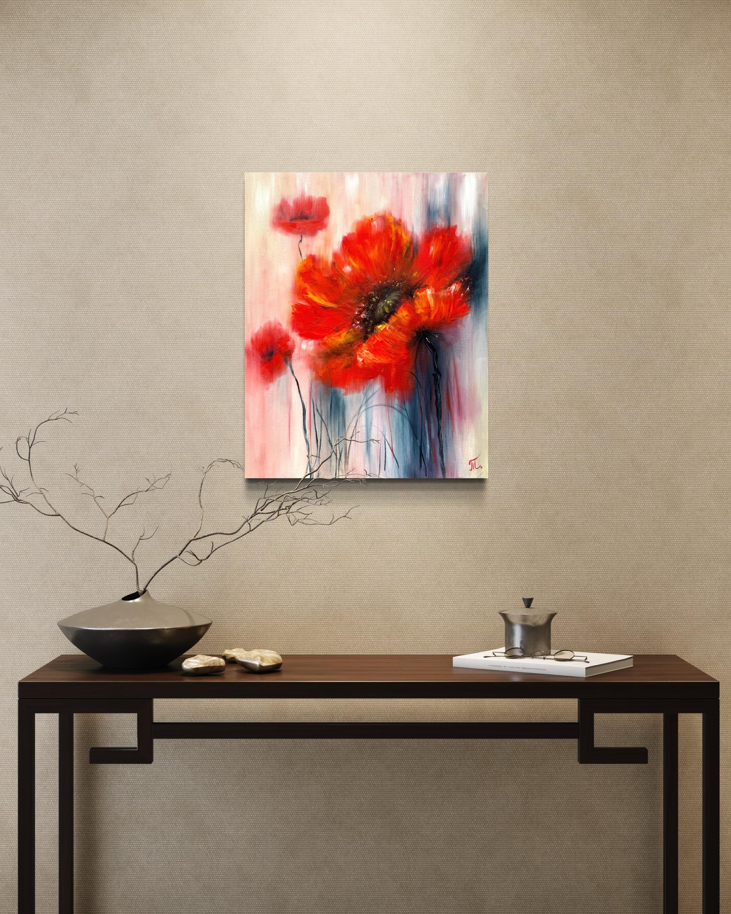 It’s not just a flower. It’s the moment just before you say something important — and don’t.
This red is not just color — it’s memory, warmth, and something that still aches a little.
The background? Like time — blurred, silent, and unstoppable.
And