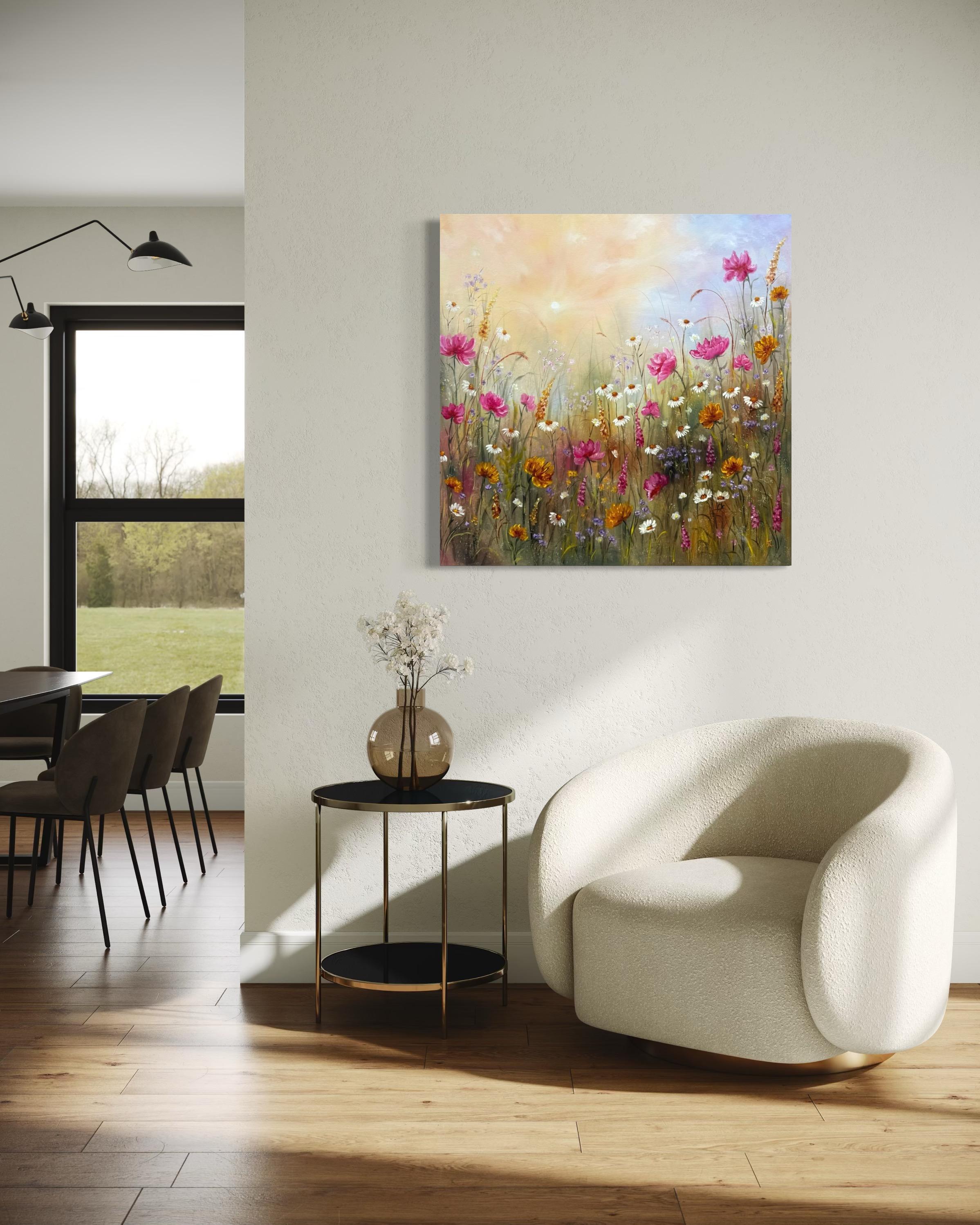 Journées d'été - Marron Landscape Painting par Tanja Frost