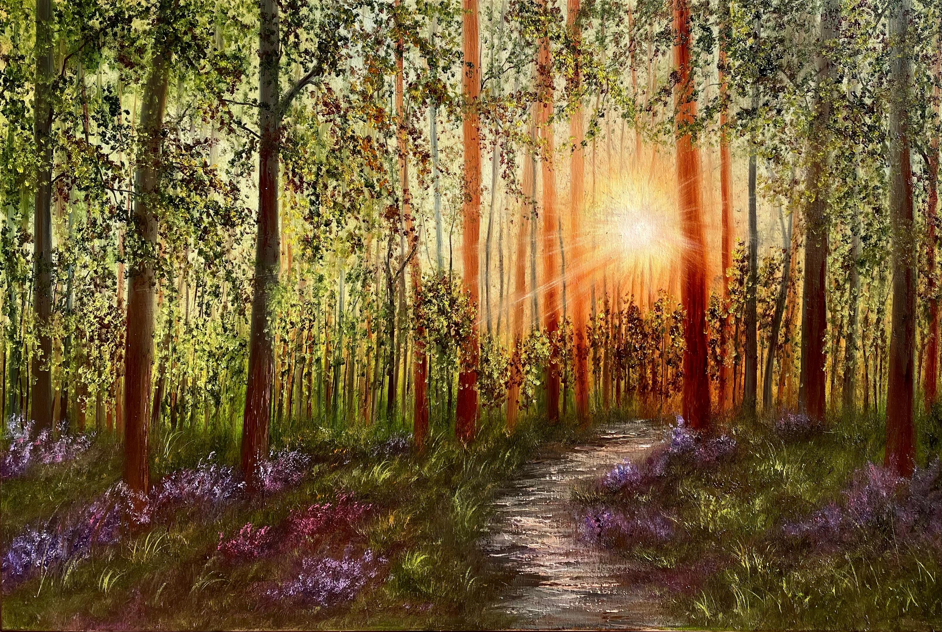 Foresta soleggiata - Painting Impressionismo di Tanja Frost