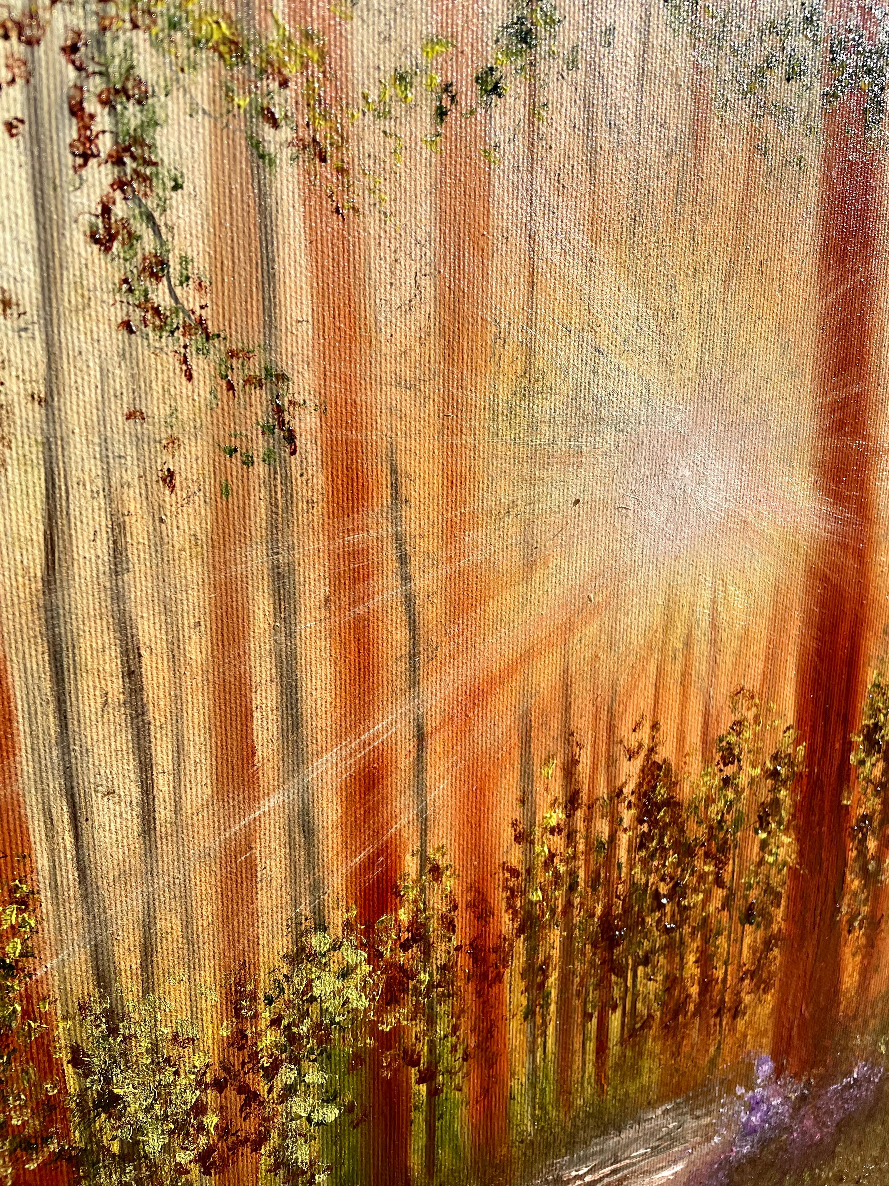 Foresta soleggiata - Landscape Painting Marrone di Tanja Frost