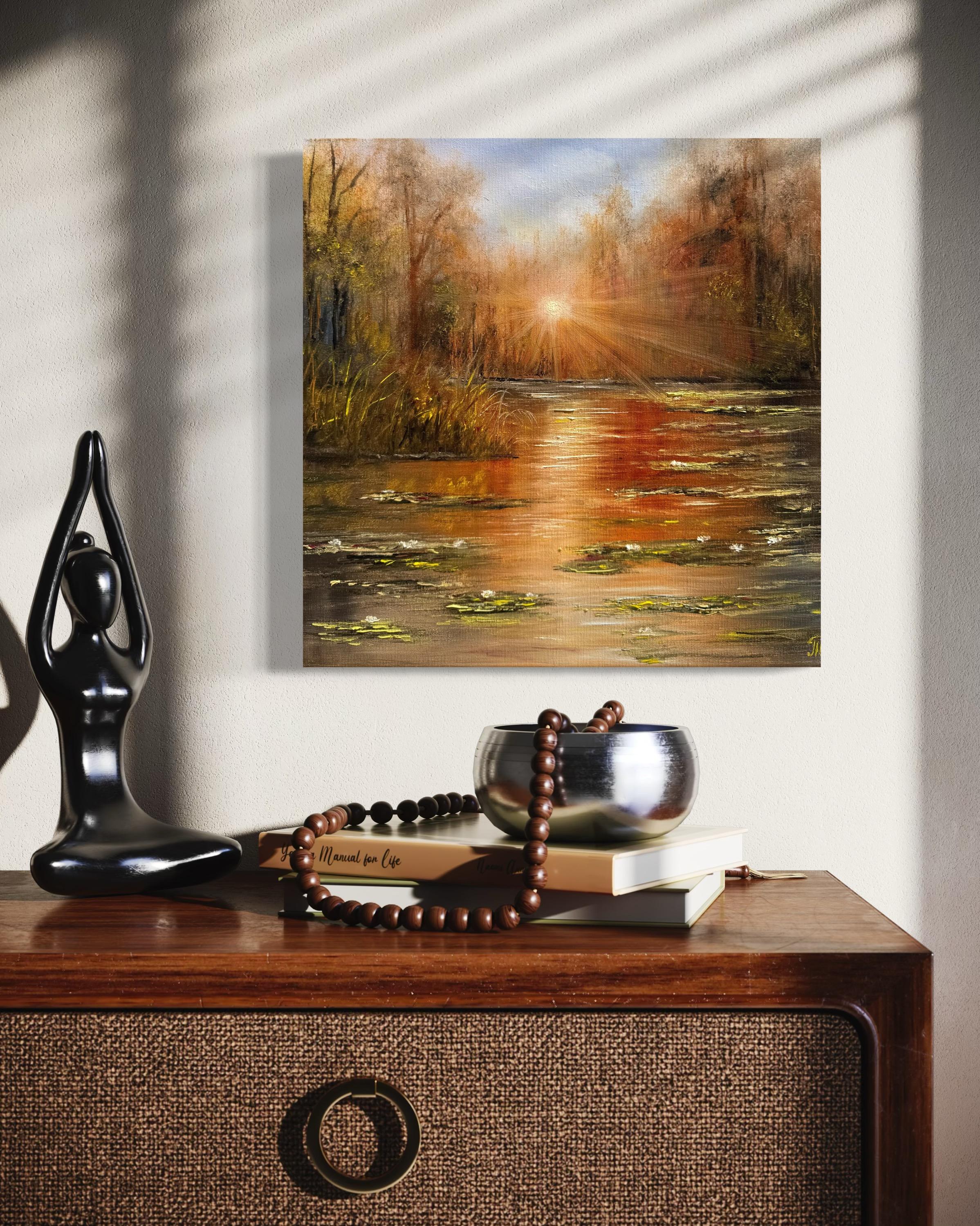 Diese Sonne geht langsam unter, als ob sie wüsste, dass niemand sie jemals wieder so sehen wird.
Sie berührt das Wasser nicht mit Licht, sondern mit Erinnerung.
Alles wird still - nicht wegen der Stille, sondern wegen eines Gefühls, das man nicht