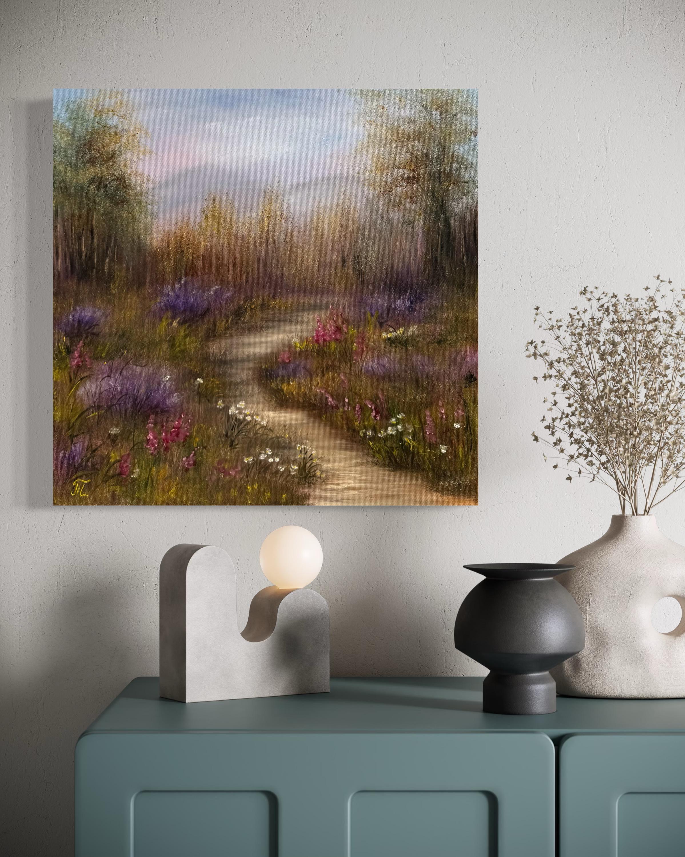 The Breathing Path (Braun), Landscape Painting, von Tanja Frost