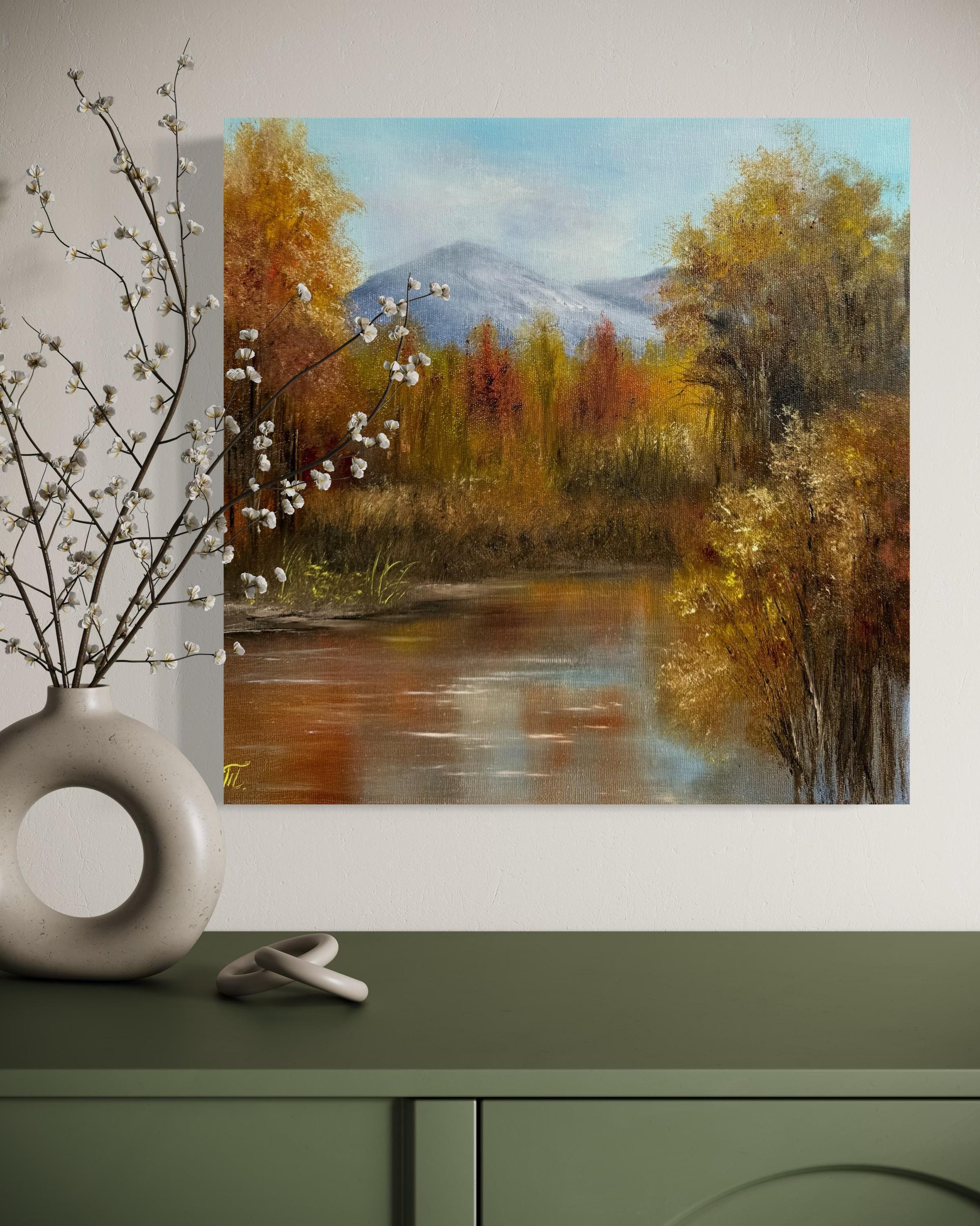 Der Charme des Frühherbstes (Braun), Landscape Painting, von Tanja Frost