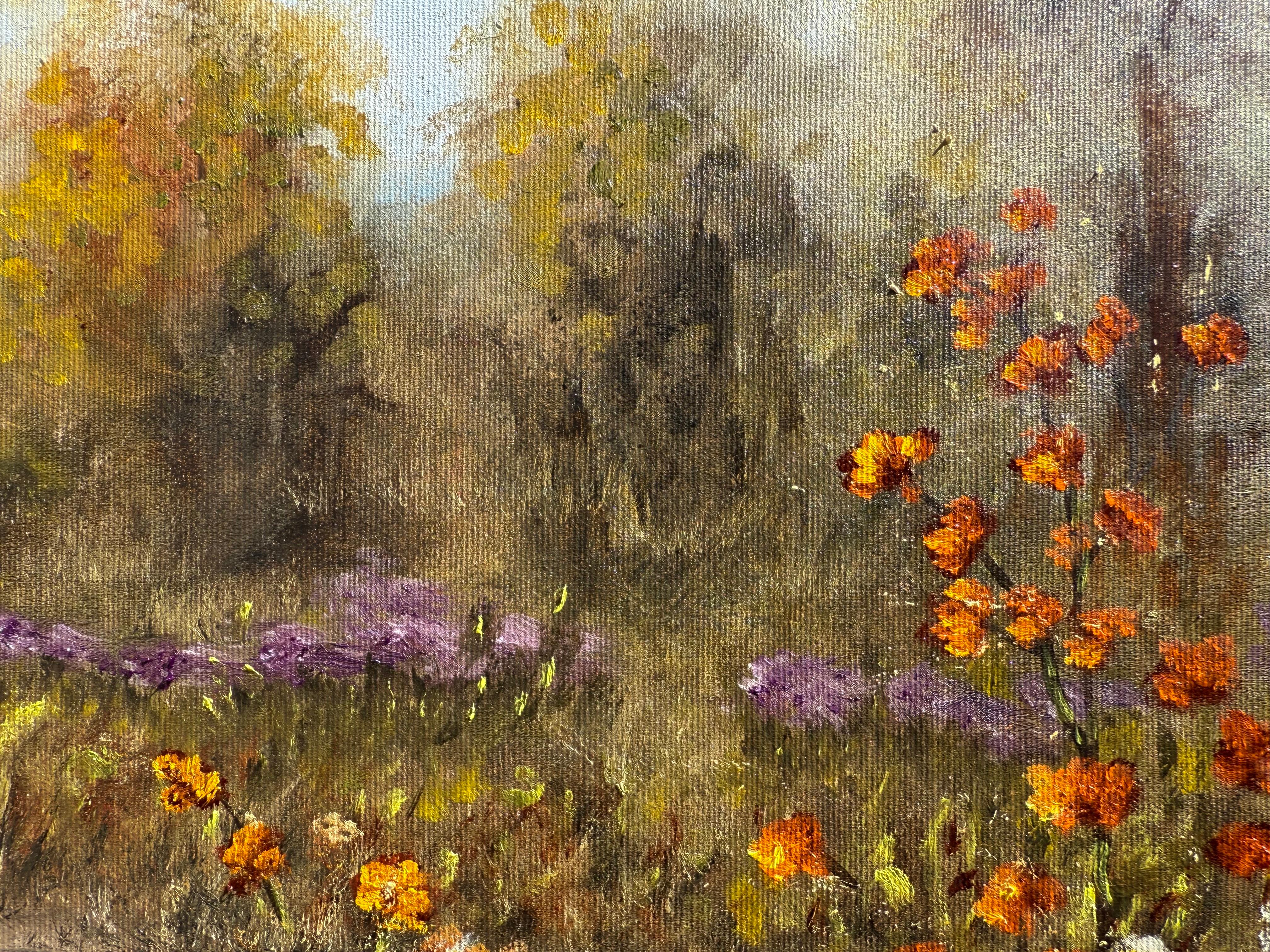The Serene Bloom - Brown Landscape Painting by Tanja Frost