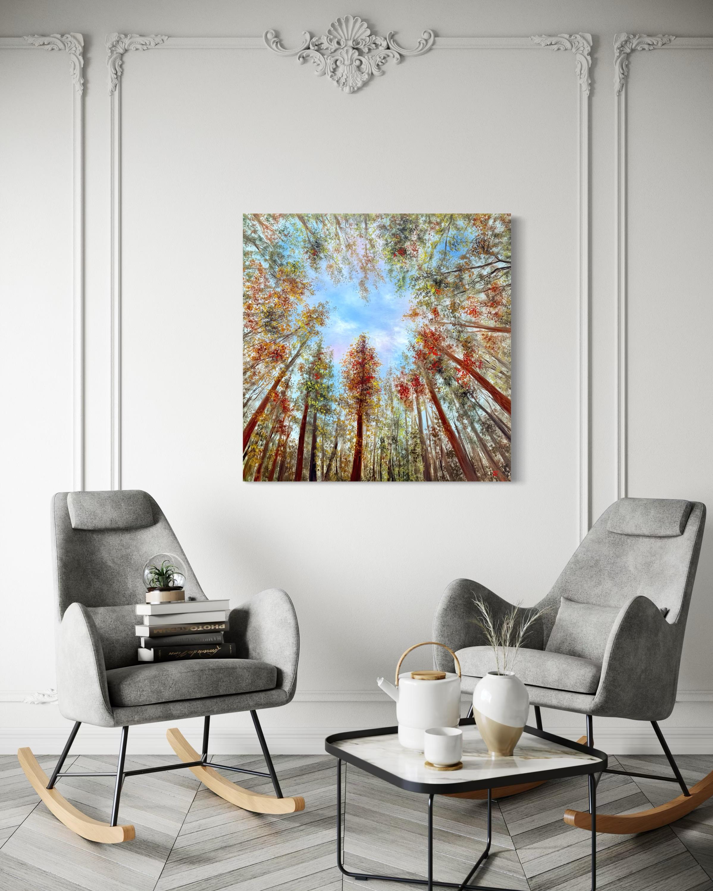 Là où le ciel commence - Marron Landscape Painting par Tanja Frost