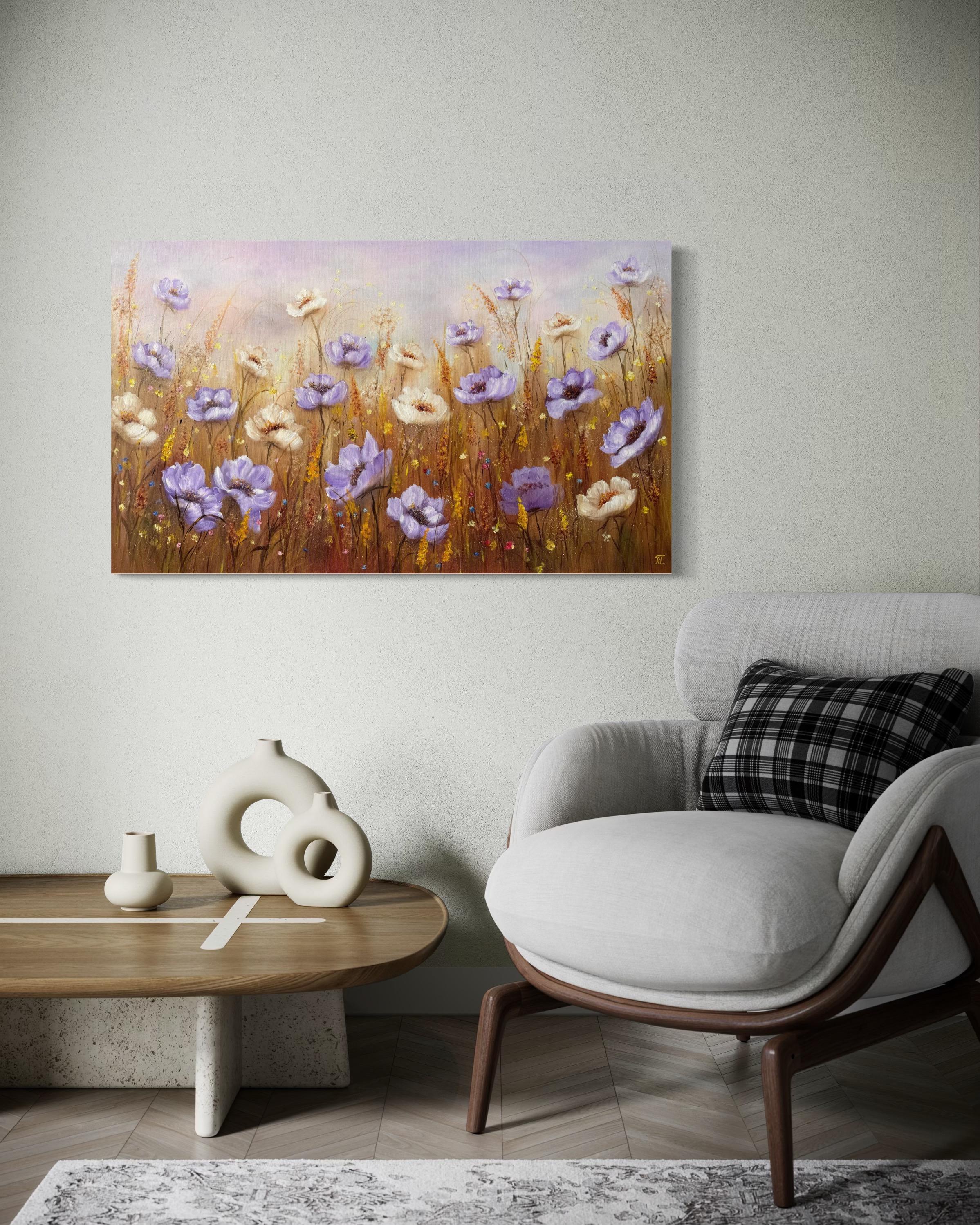Liebesgeflüster - Kollektion Floral Symphony (Beige), Landscape Painting, von Tanja Frost