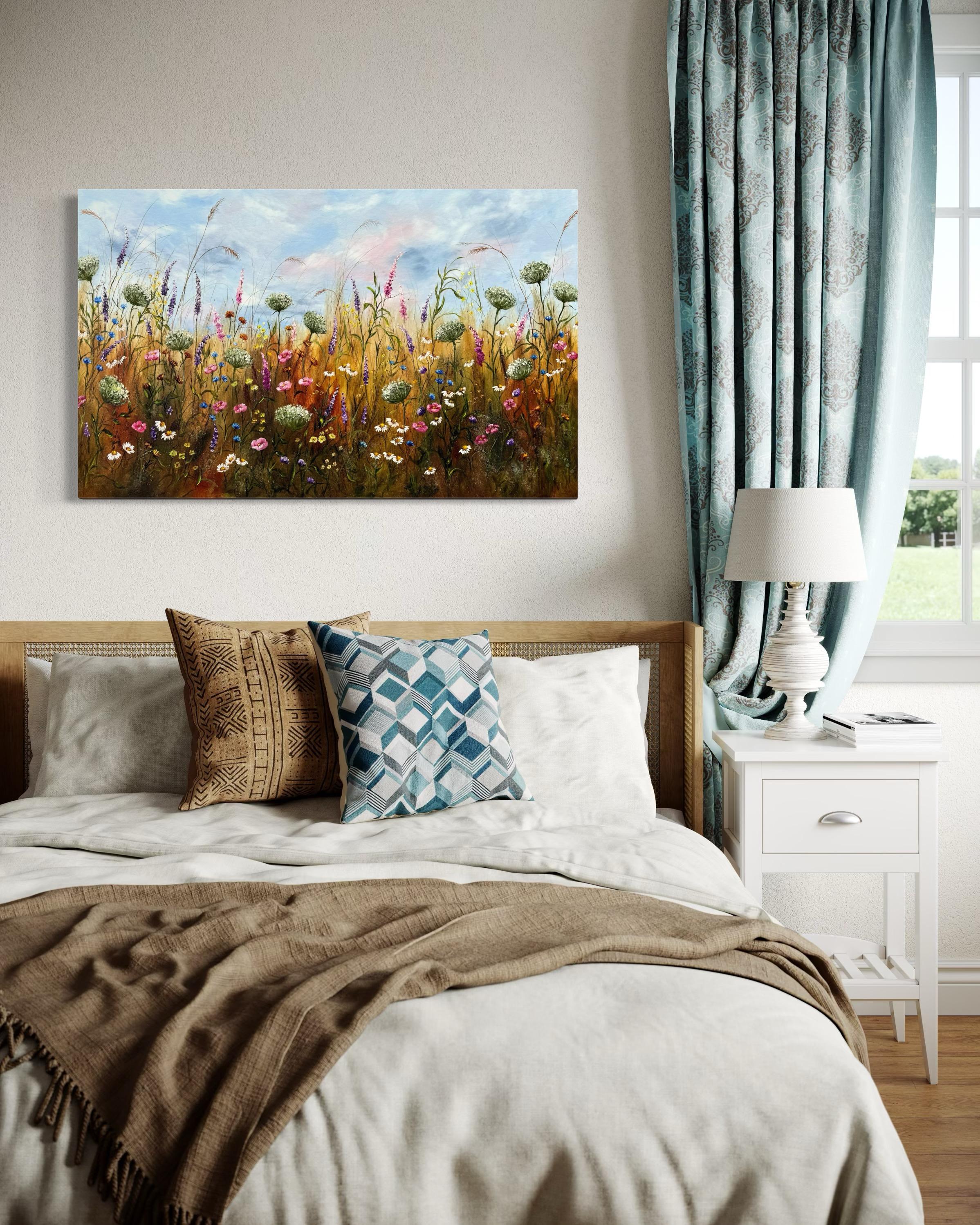 Das Flüstern eines blühenden Traums (Grau), Landscape Painting, von Tanja Frost