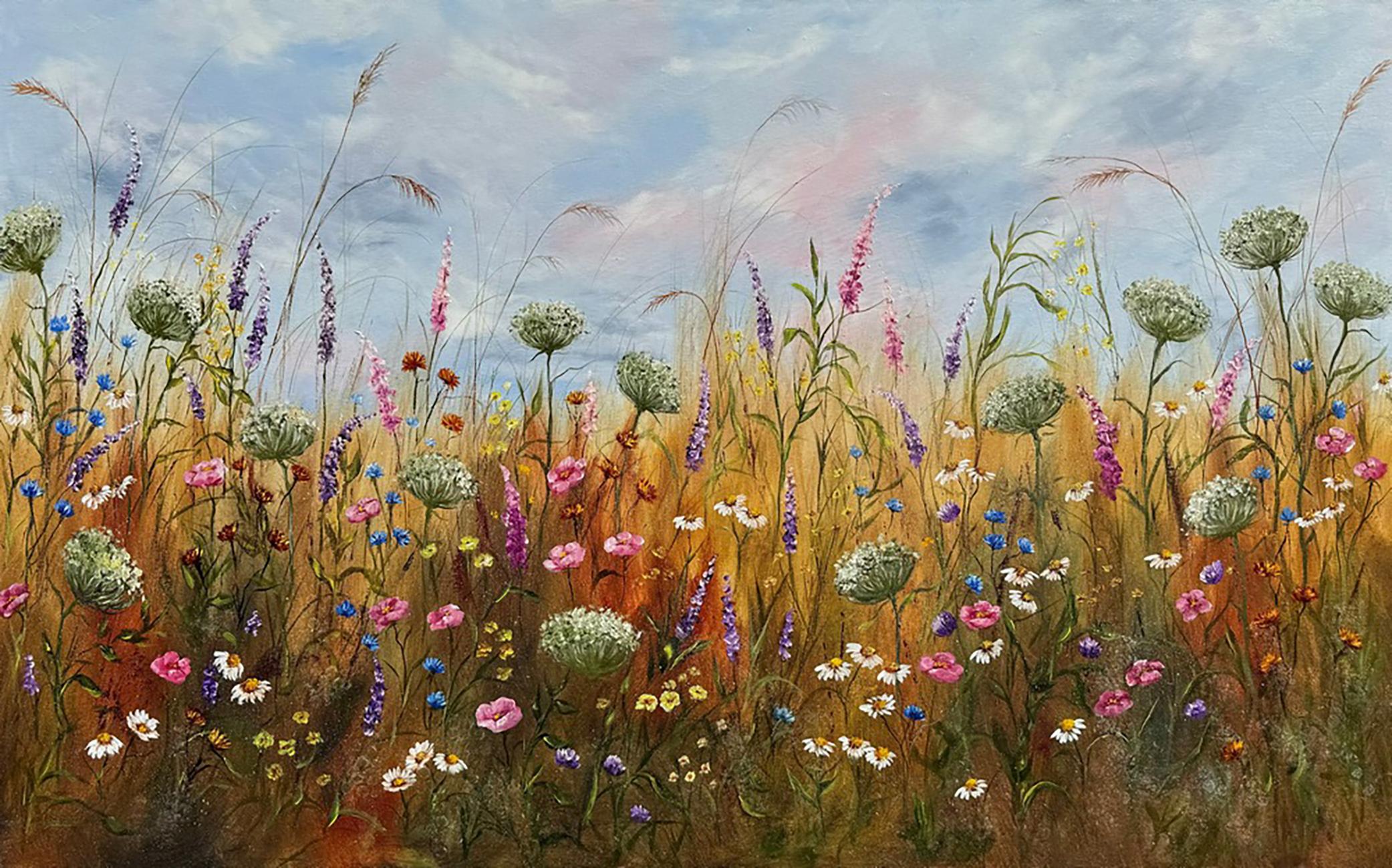 Tanja Frost Landscape Painting – Das Flüstern eines blühenden Traums