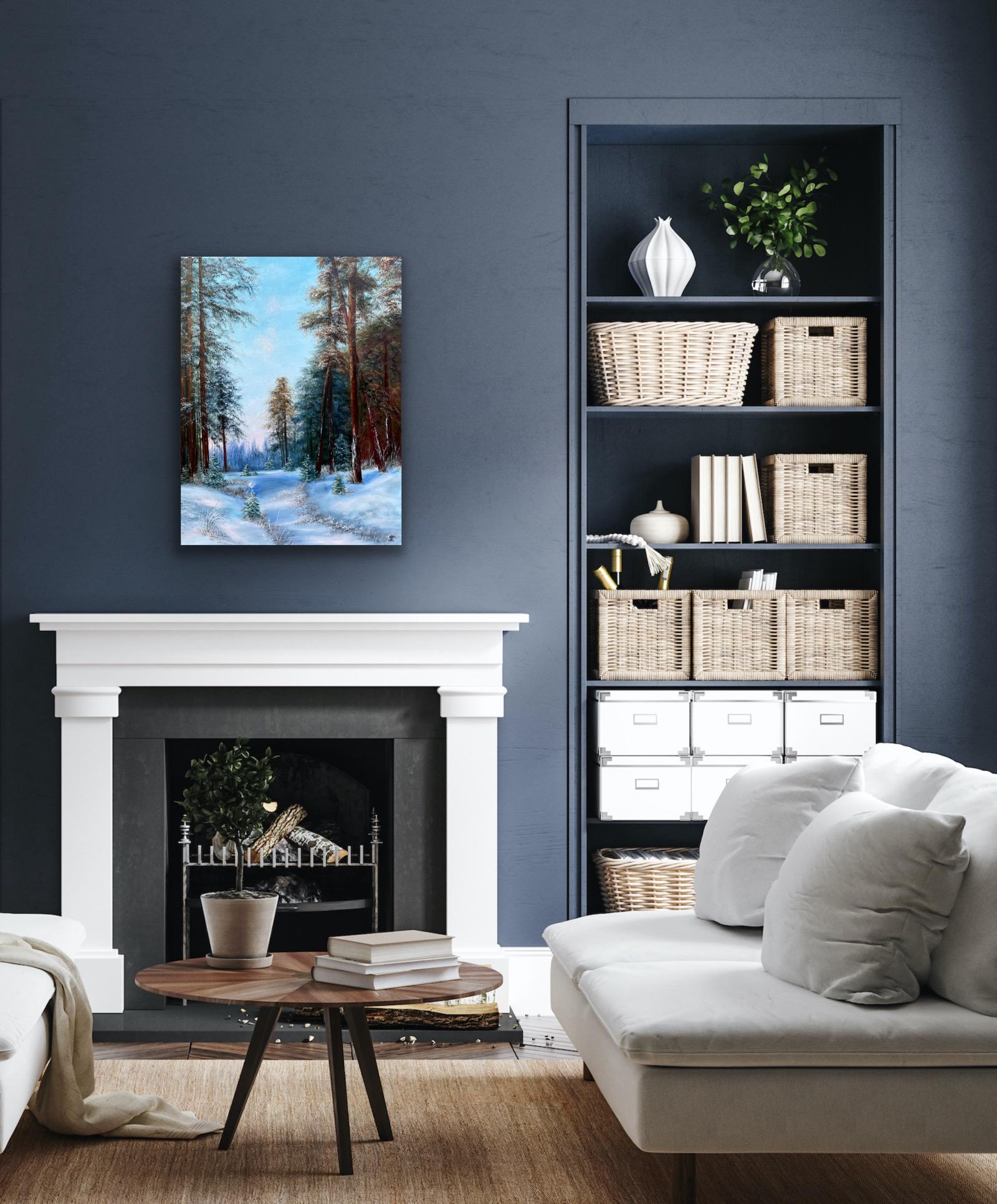 Winters Waldweg – Painting von Tanja Frost
