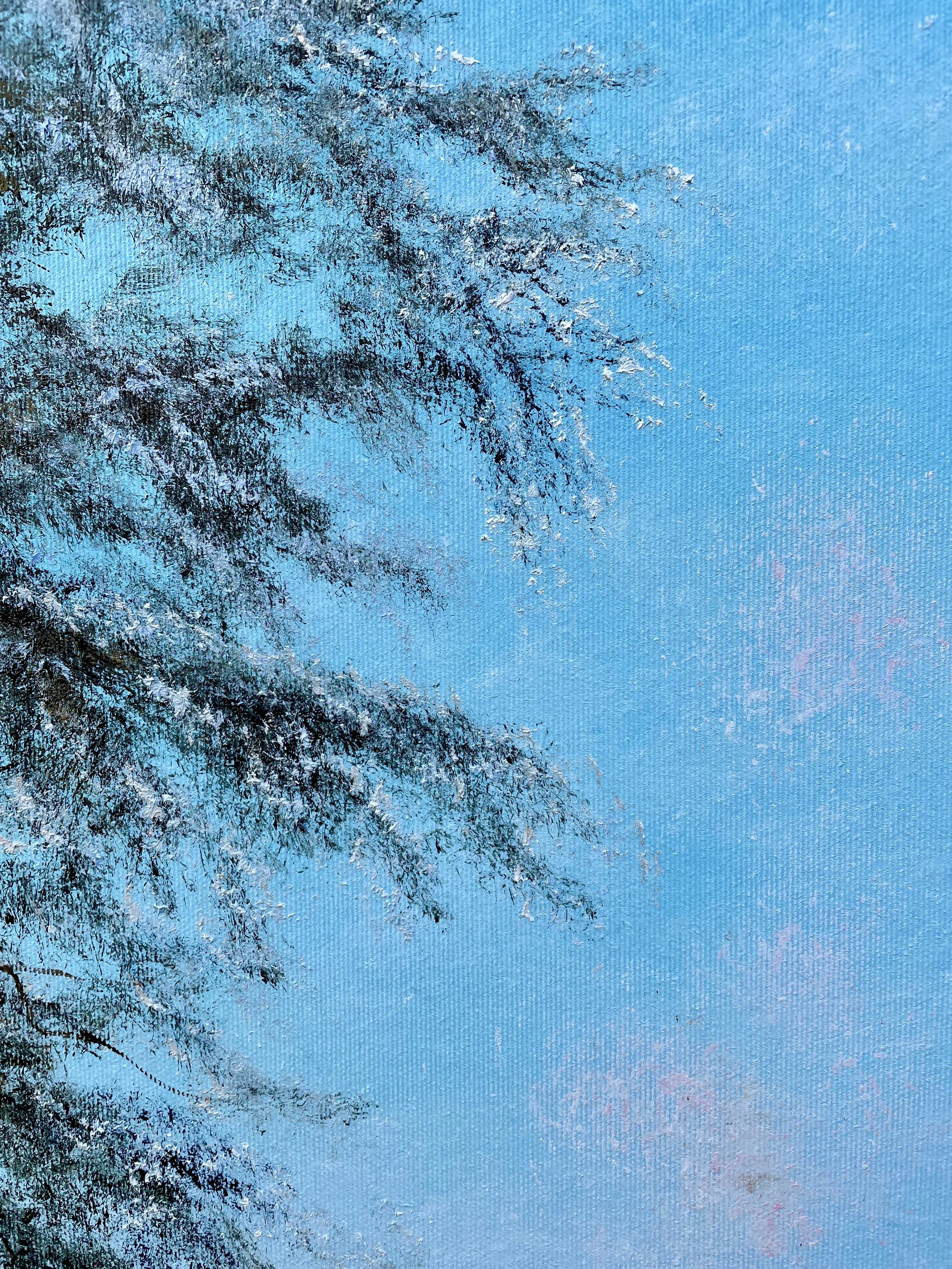 Winters Waldweg (Blau), Landscape Painting, von Tanja Frost