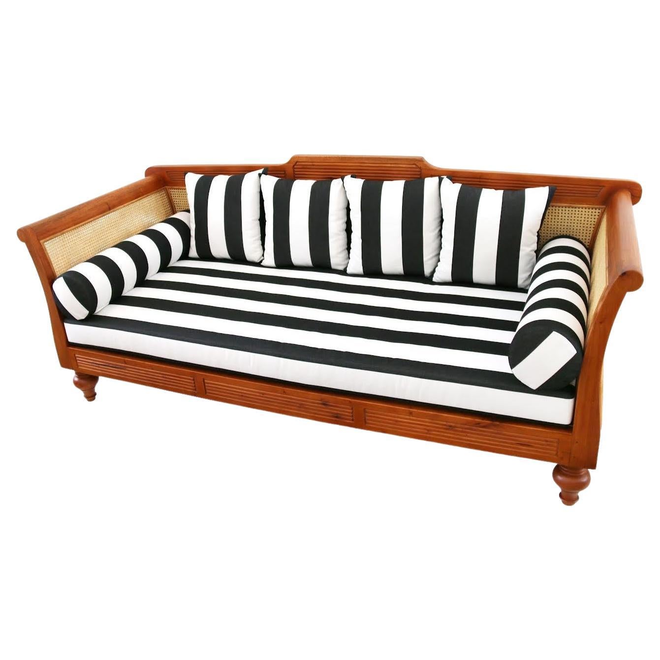 Tanjong Classic Daybed, Teak with Woven Cane and Cushion, Early Prototype For Sale
