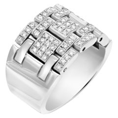 Bague Tank Americane en or blanc 18 carats, style flexible