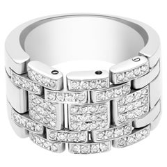 Tank Americane Diamond Ring in 18k White Gold, Flexible Style Ring
