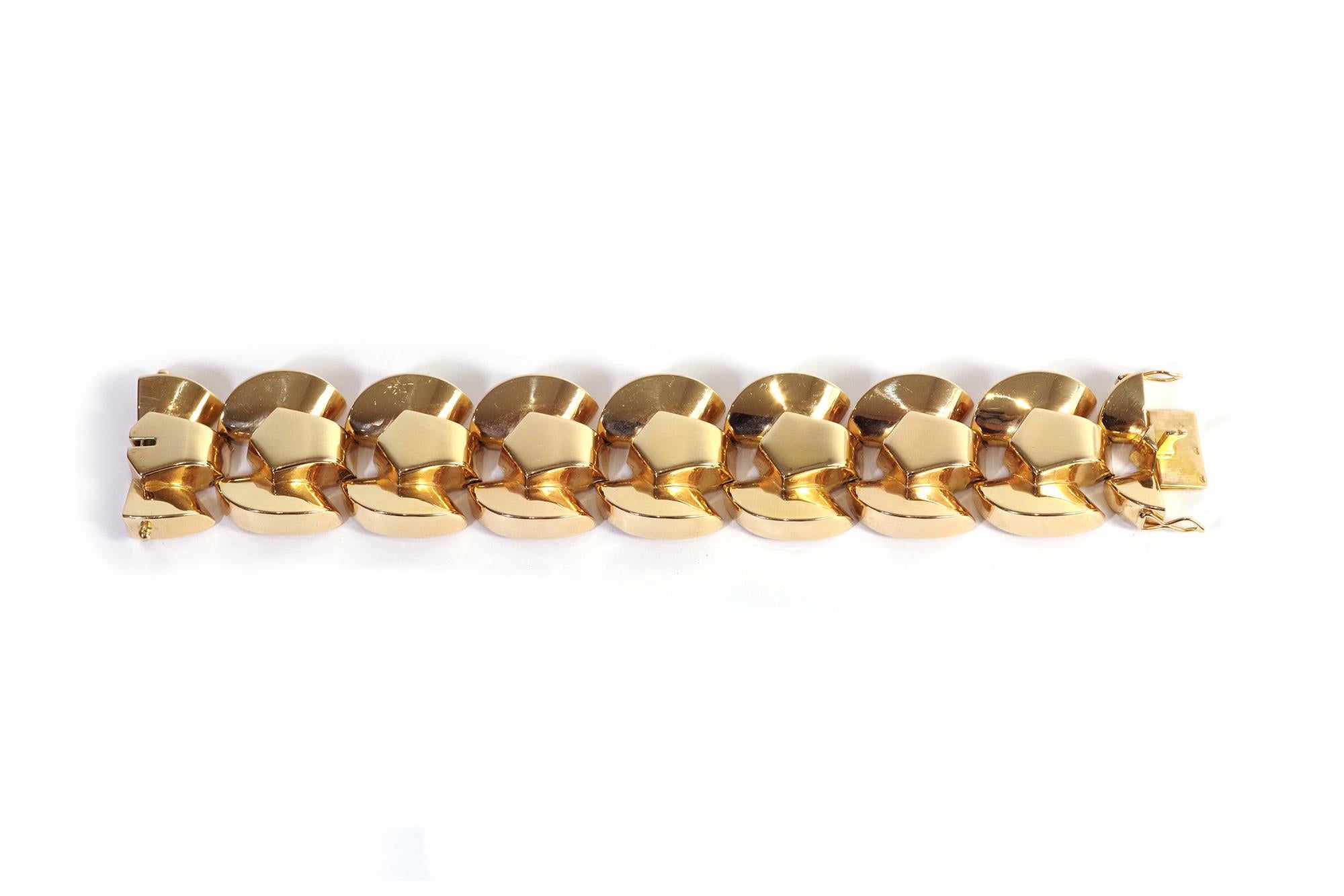 Pulsera Tank de oro de 18 quilates, Pulsera Retro Tank, pulsera importante en venta 3