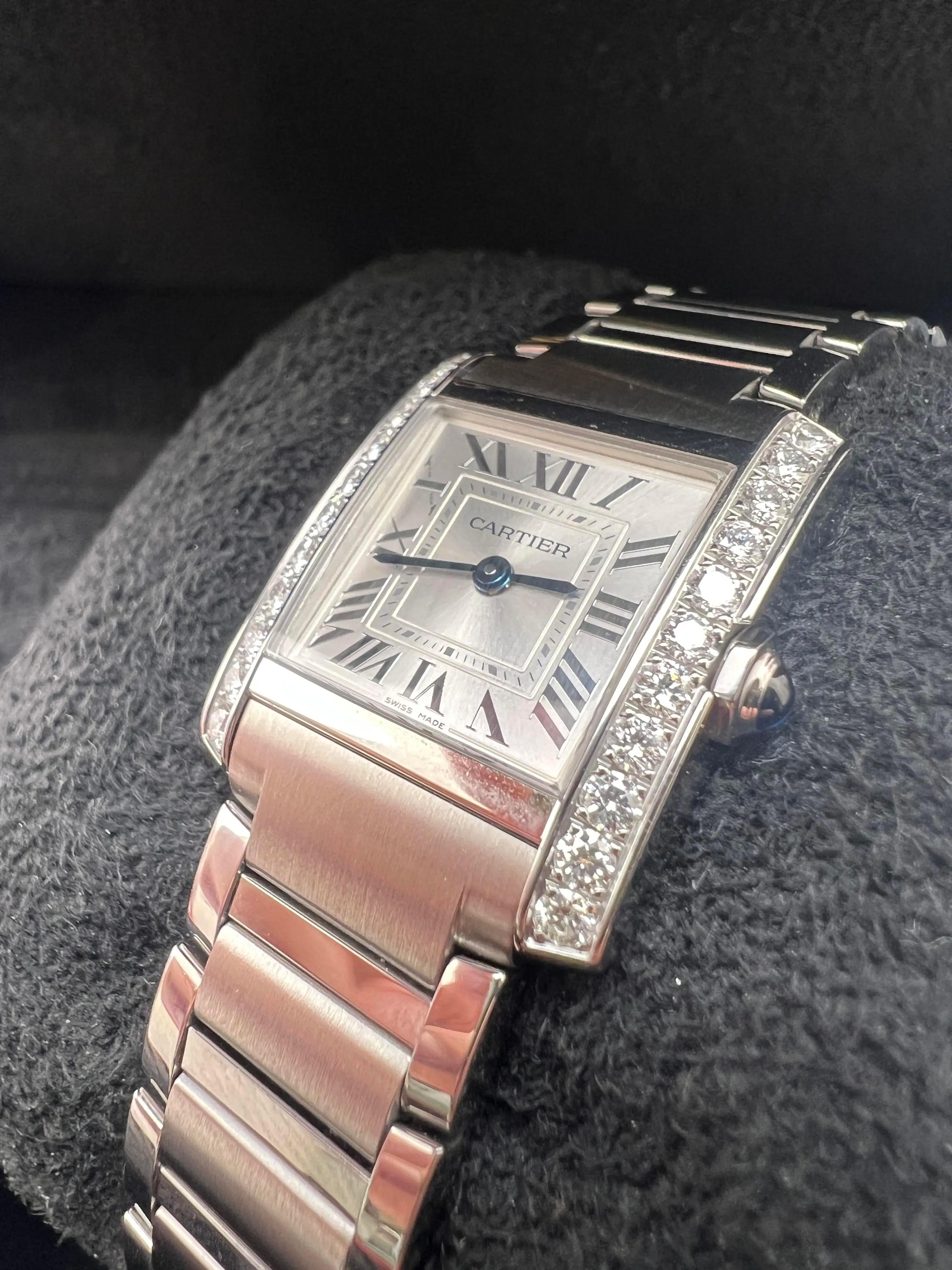 Tank Française Small Factory Diamond Bezel Steel W4TA0029 Box Set en vente 4