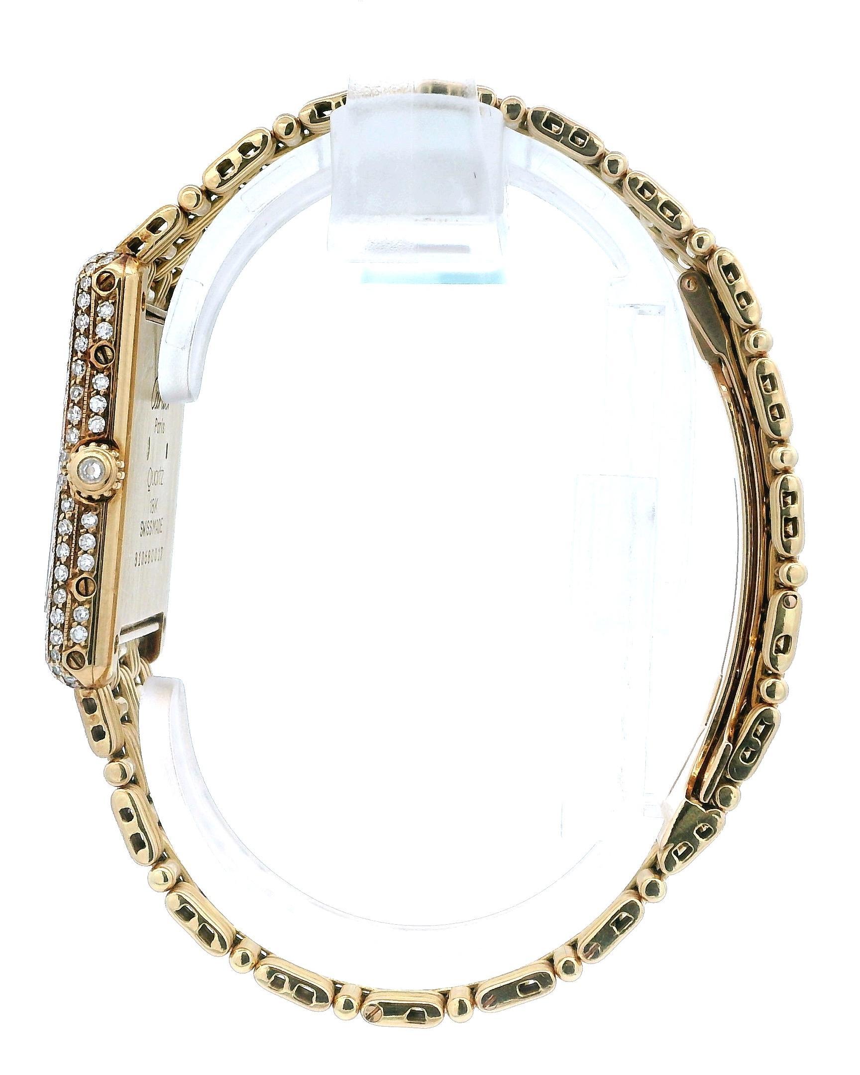 Tank Louis Cartier Large WA3001A7 Diamond Dial and Bezel Cartier link bracelet In Excellent Condition For Sale In Great Neck Plaza, NY